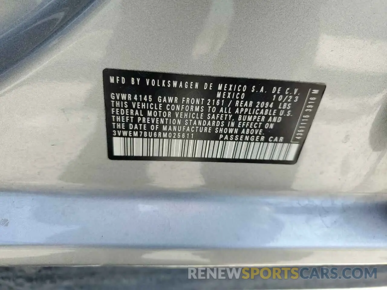 13 Photograph of a damaged car 3VWEM7BU6RM025611 VOLKSWAGEN JETTA 2024
