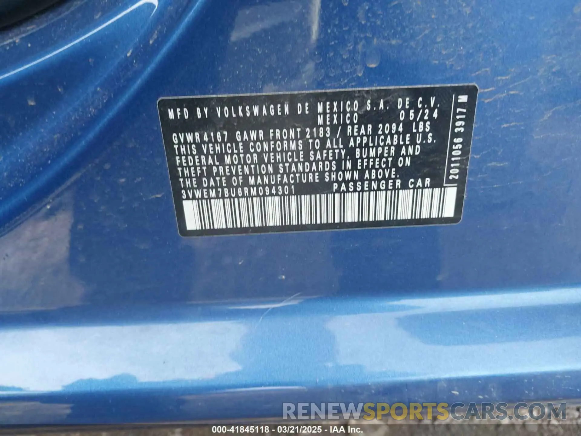 9 Photograph of a damaged car 3VWEM7BU6RM094301 VOLKSWAGEN JETTA 2024