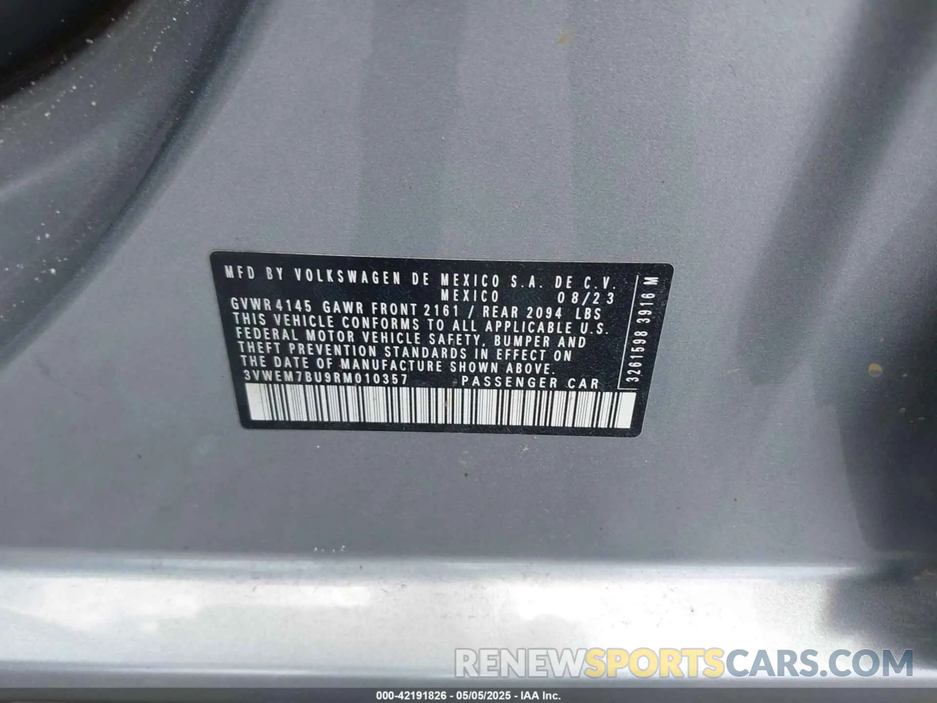 9 Photograph of a damaged car 3VWEM7BU9RM010357 VOLKSWAGEN JETTA 2024