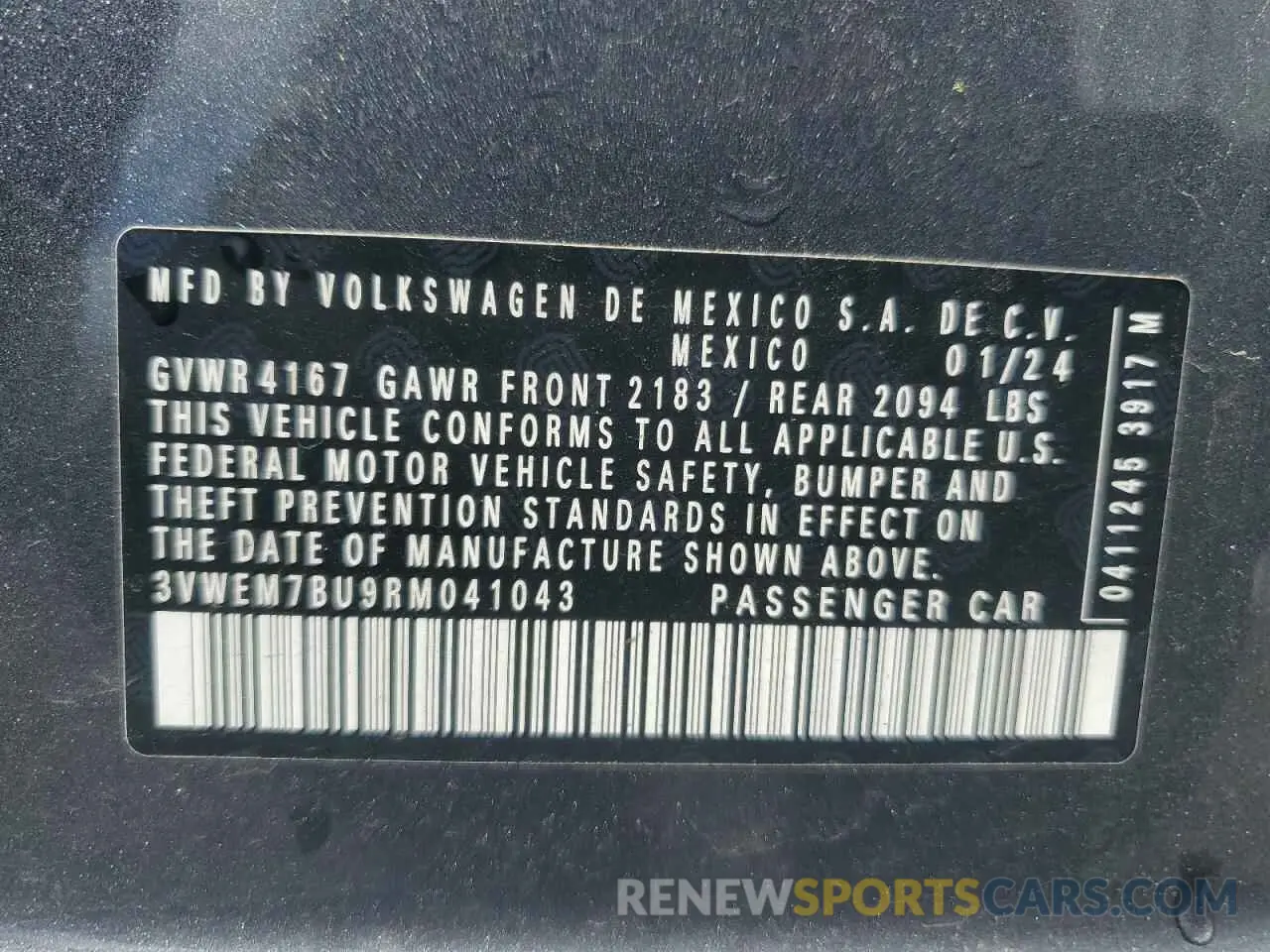 12 Photograph of a damaged car 3VWEM7BU9RM041043 VOLKSWAGEN JETTA 2024