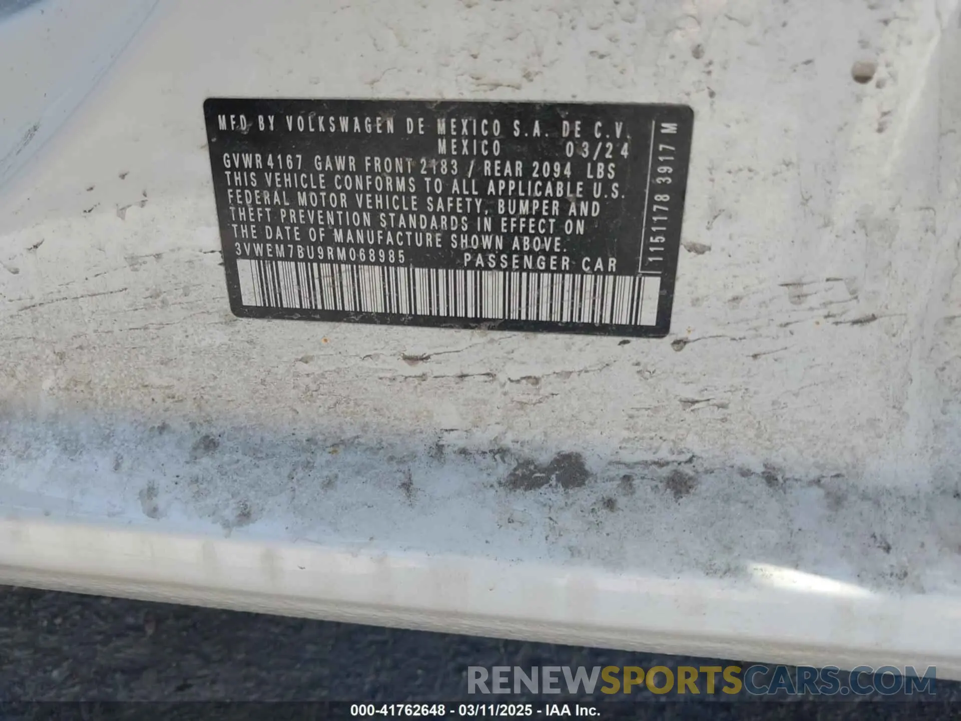 9 Photograph of a damaged car 3VWEM7BU9RM068985 VOLKSWAGEN JETTA 2024