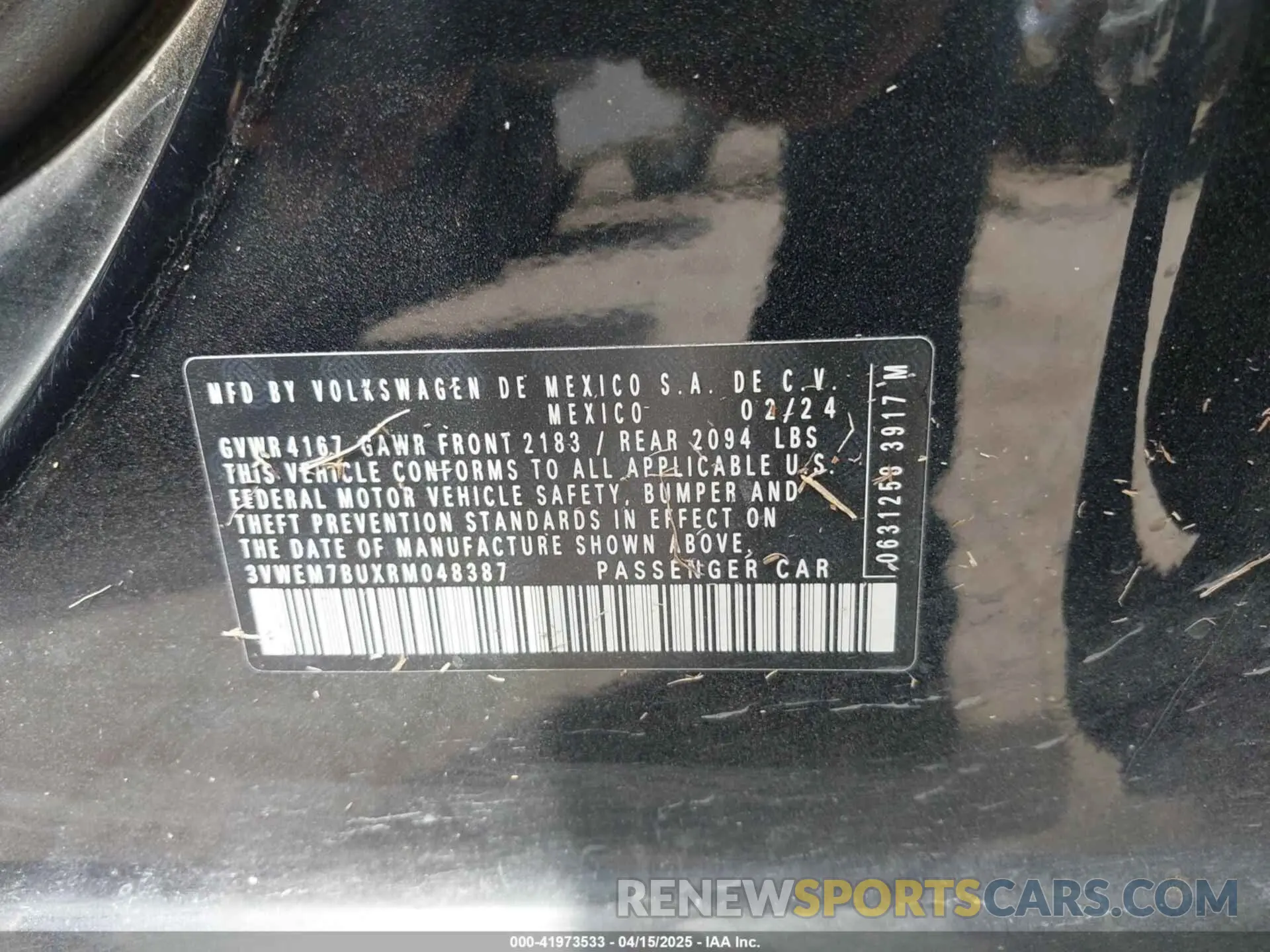 9 Photograph of a damaged car 3VWEM7BUXRM048387 VOLKSWAGEN JETTA 2024