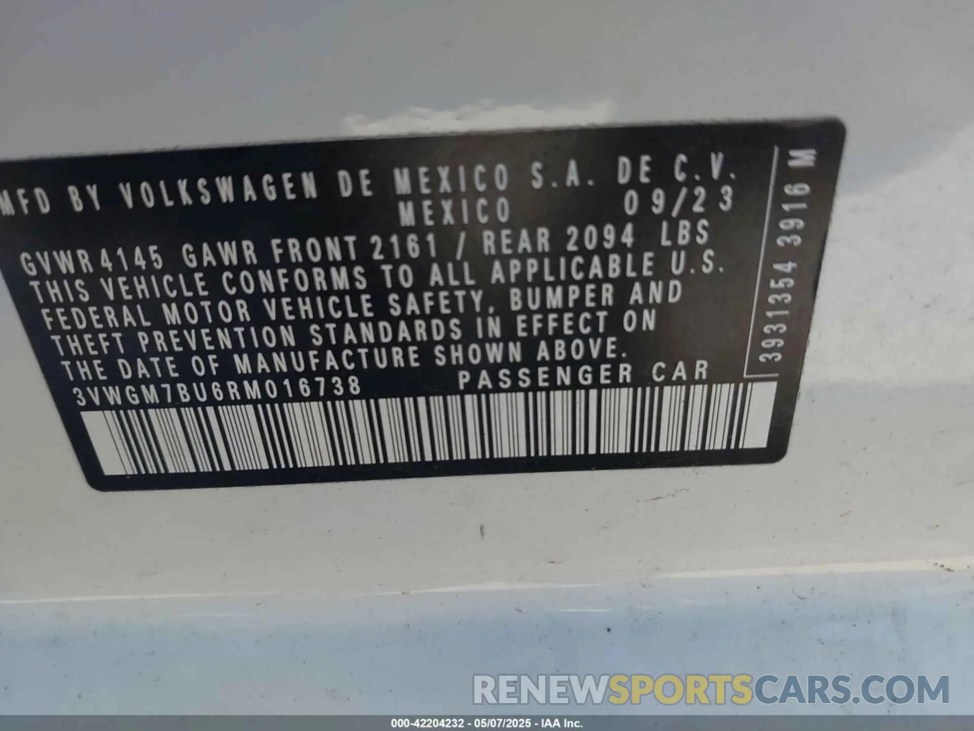 9 Photograph of a damaged car 3VWGM7BU6RM016738 VOLKSWAGEN JETTA 2024