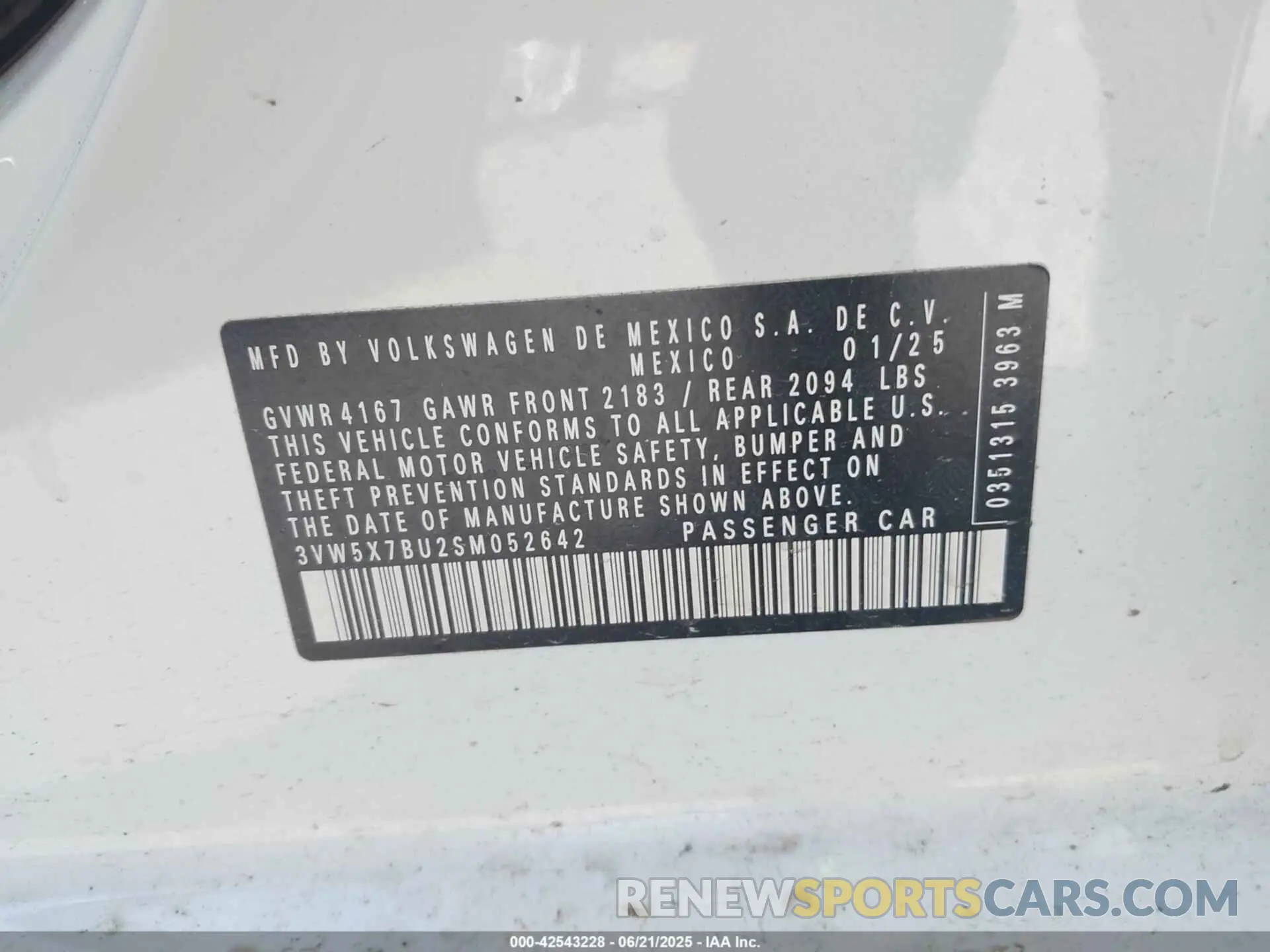 9 Photograph of a damaged car 3VW5X7BU2SM052642 VOLKSWAGEN JETTA 2025