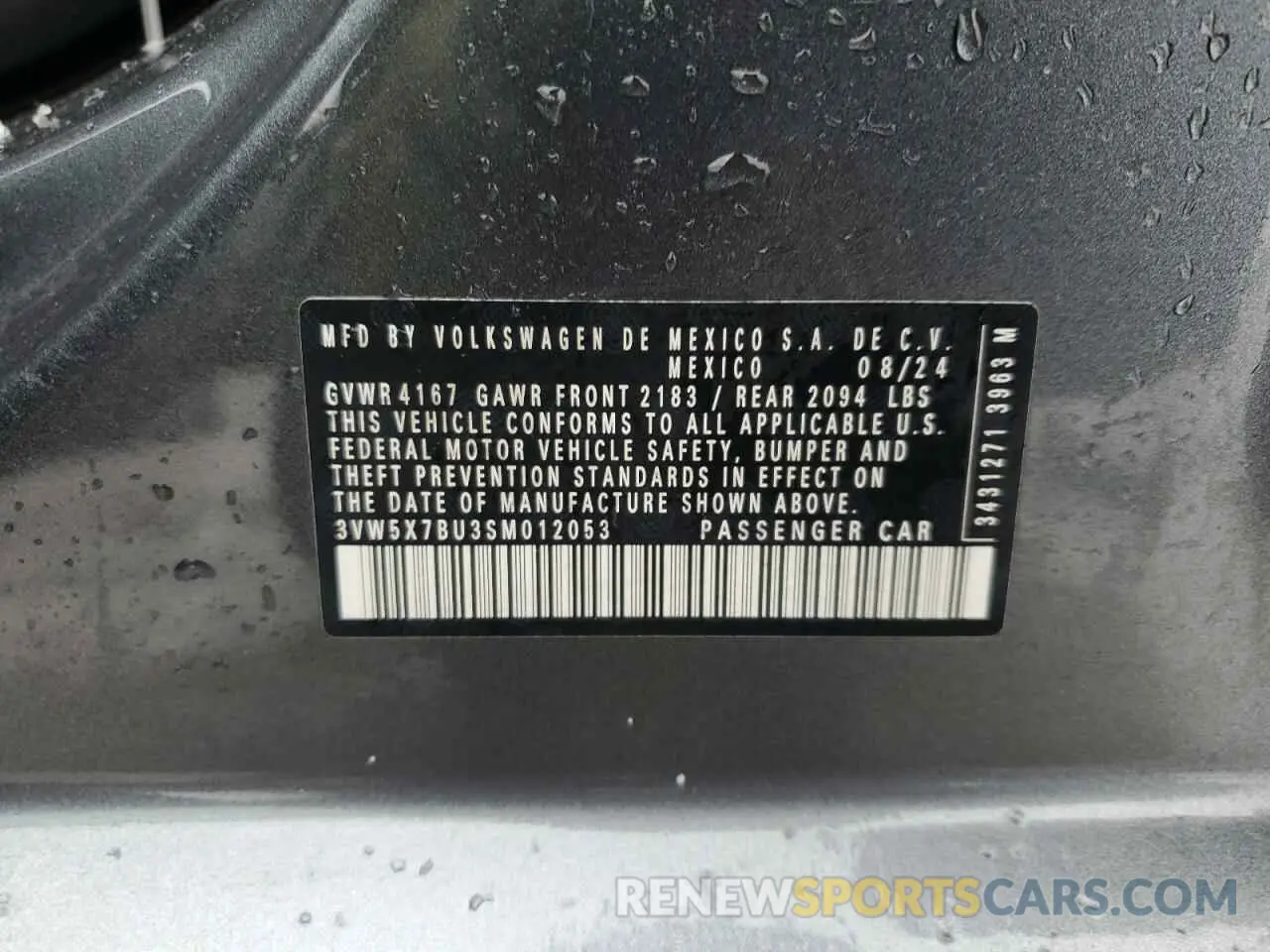 12 Photograph of a damaged car 3VW5X7BU3SM012053 VOLKSWAGEN JETTA 2025