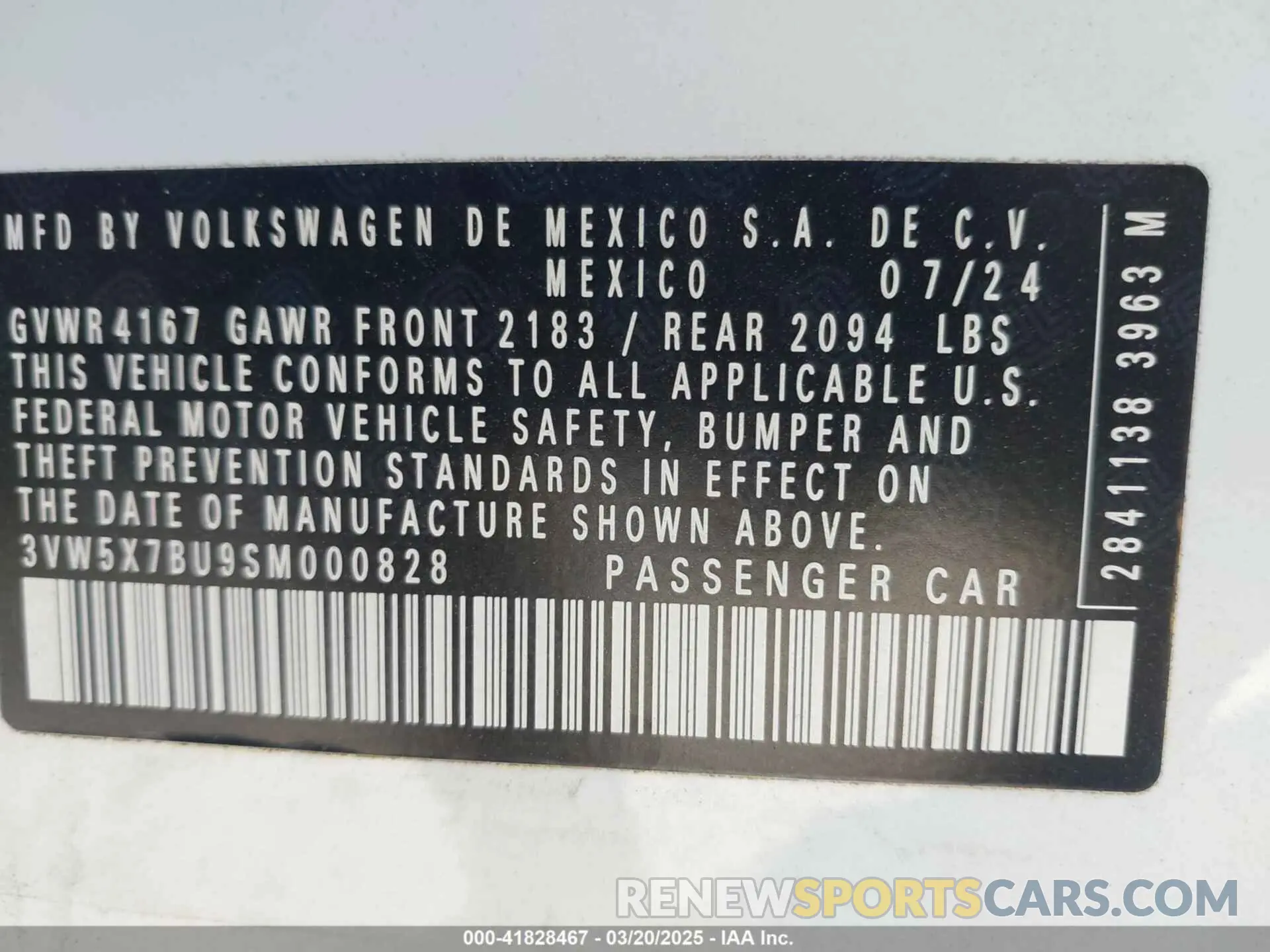 9 Photograph of a damaged car 3VW5X7BU9SM000828 VOLKSWAGEN JETTA 2025