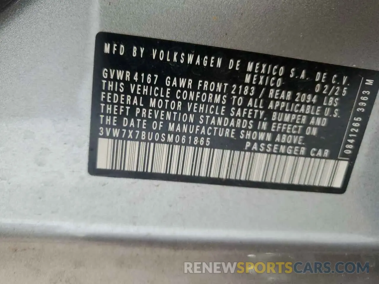 12 Photograph of a damaged car 3VW7X7BU0SM061865 VOLKSWAGEN JETTA 2025