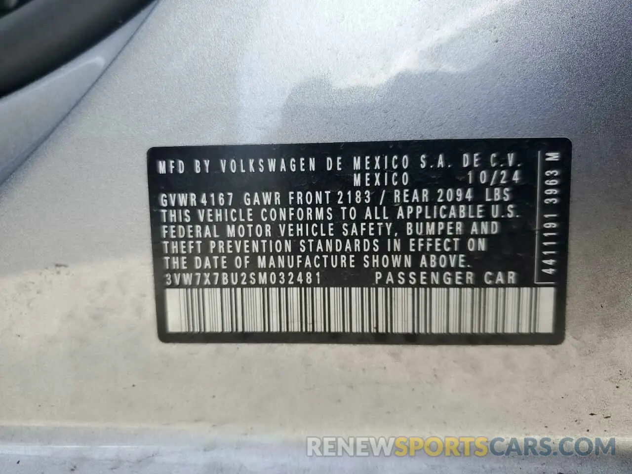 12 Photograph of a damaged car 3VW7X7BU2SM032481 VOLKSWAGEN JETTA 2025