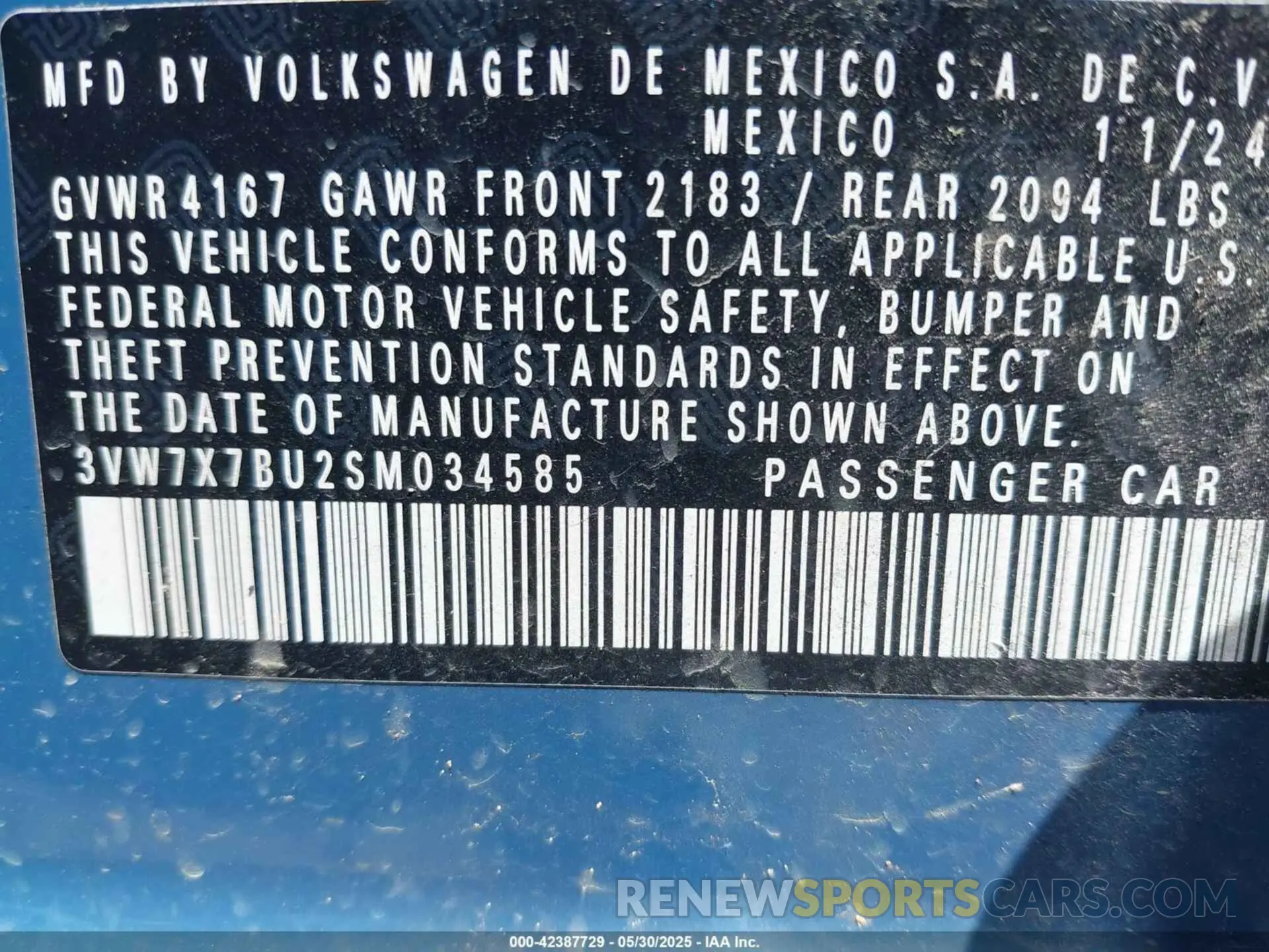 9 Photograph of a damaged car 3VW7X7BU2SM034585 VOLKSWAGEN JETTA 2025