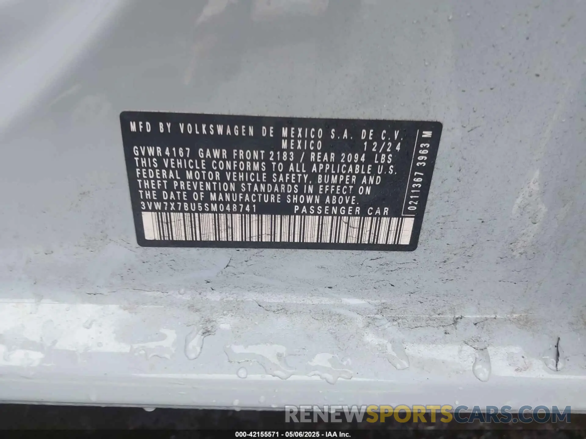 9 Photograph of a damaged car 3VW7X7BU5SM048741 VOLKSWAGEN JETTA 2025