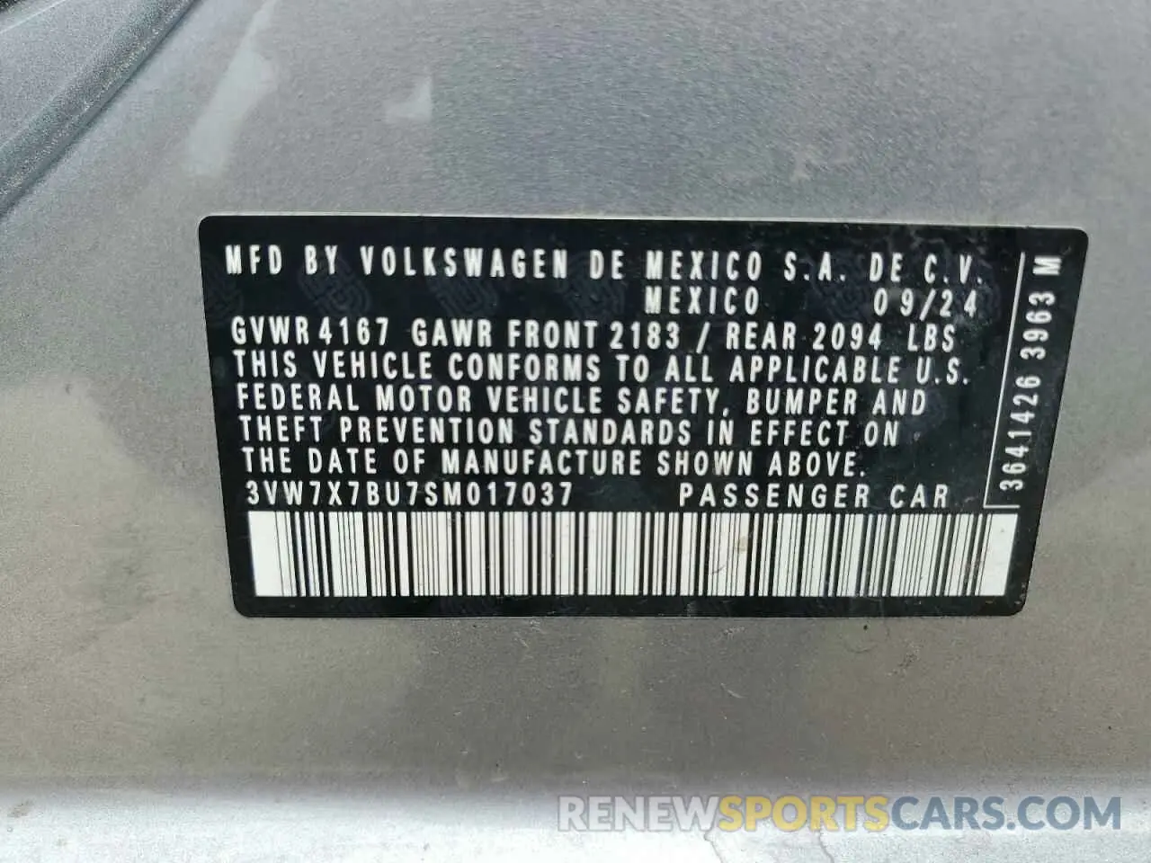 12 Photograph of a damaged car 3VW7X7BU7SM017037 VOLKSWAGEN JETTA 2025
