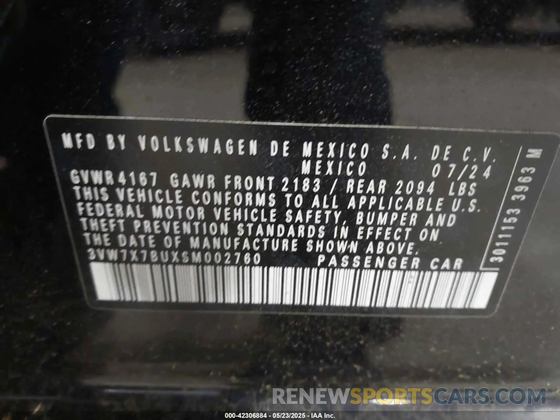 9 Photograph of a damaged car 3VW7X7BUXSM002760 VOLKSWAGEN JETTA 2025