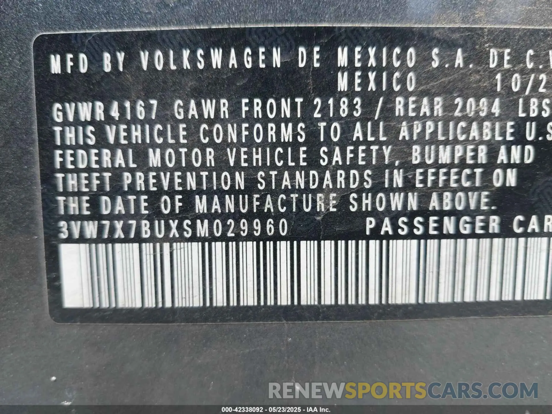 9 Photograph of a damaged car 3VW7X7BUXSM029960 VOLKSWAGEN JETTA 2025