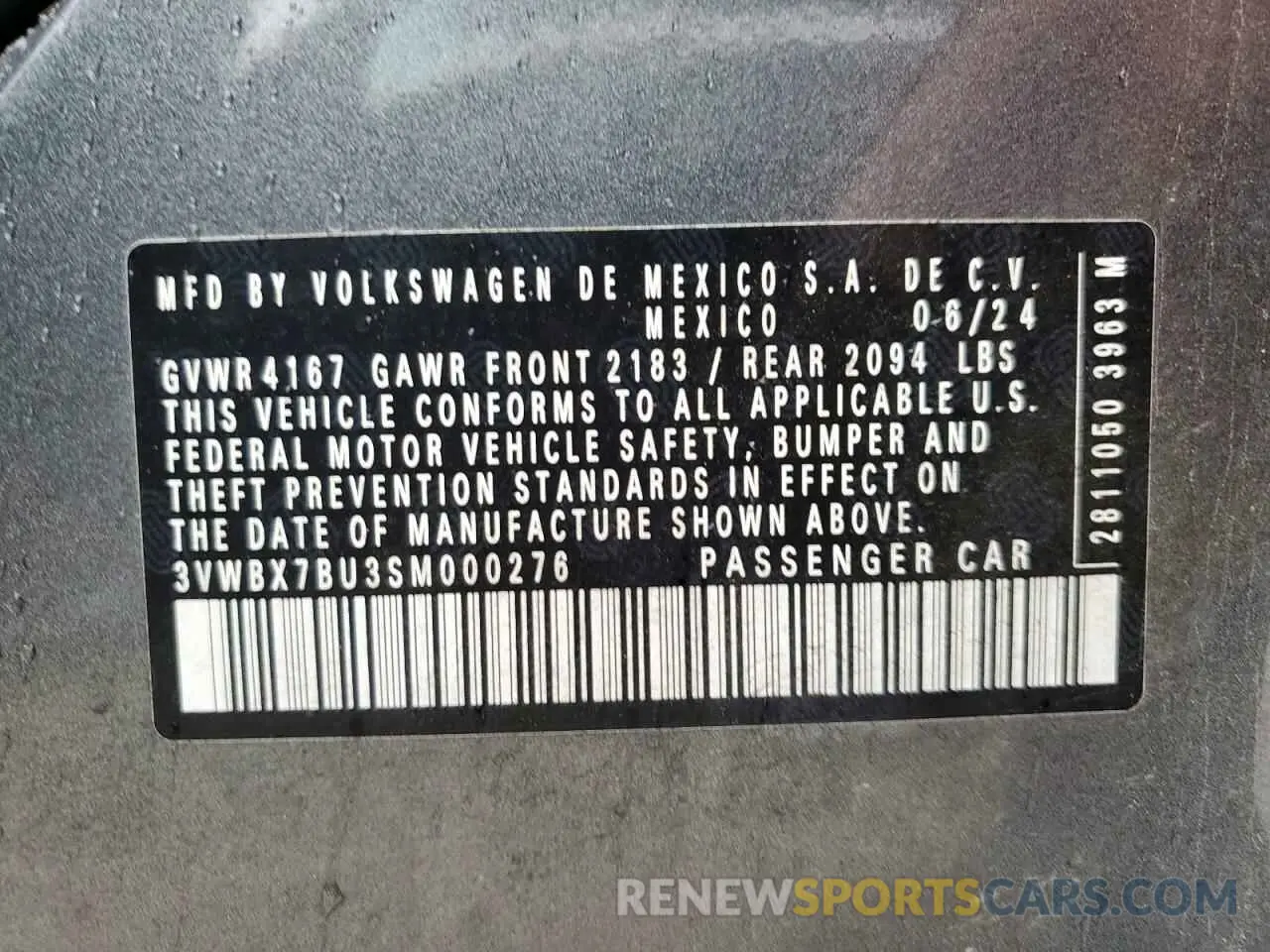 12 Photograph of a damaged car 3VWBX7BU3SM000276 VOLKSWAGEN JETTA 2025