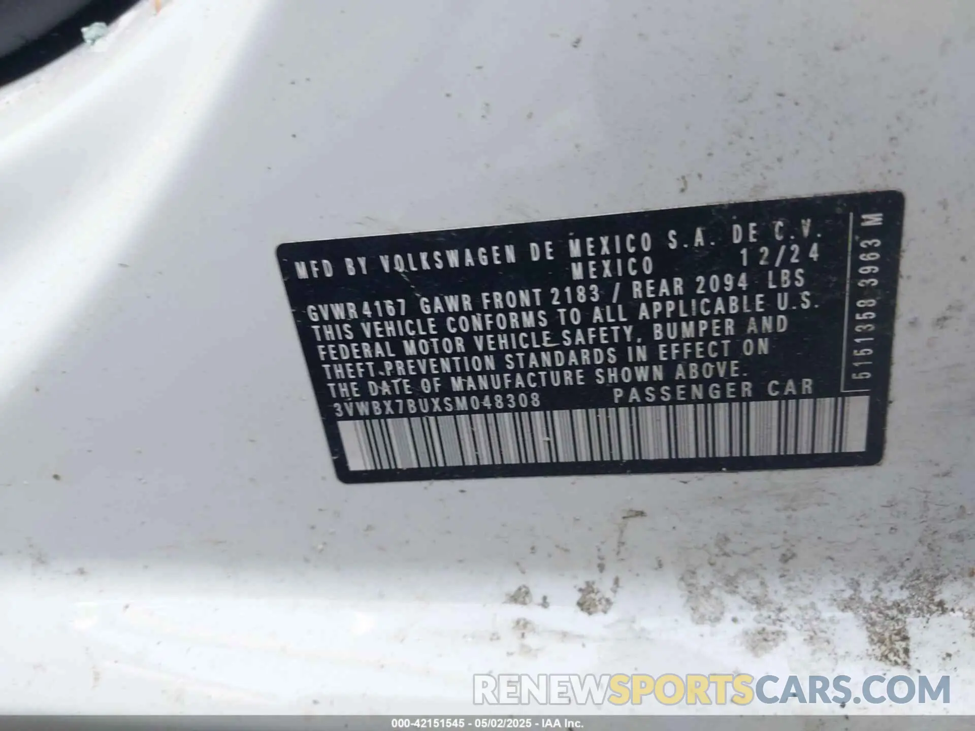 9 Photograph of a damaged car 3VWBX7BUXSM048308 VOLKSWAGEN JETTA 2025