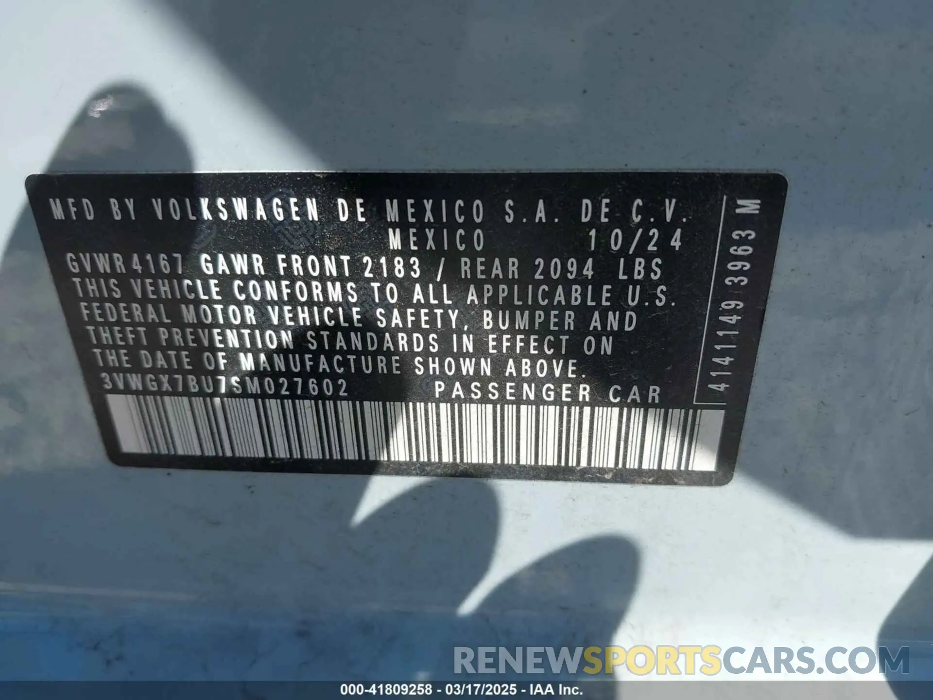 9 Photograph of a damaged car 3VWGX7BU7SM027602 VOLKSWAGEN JETTA 2025