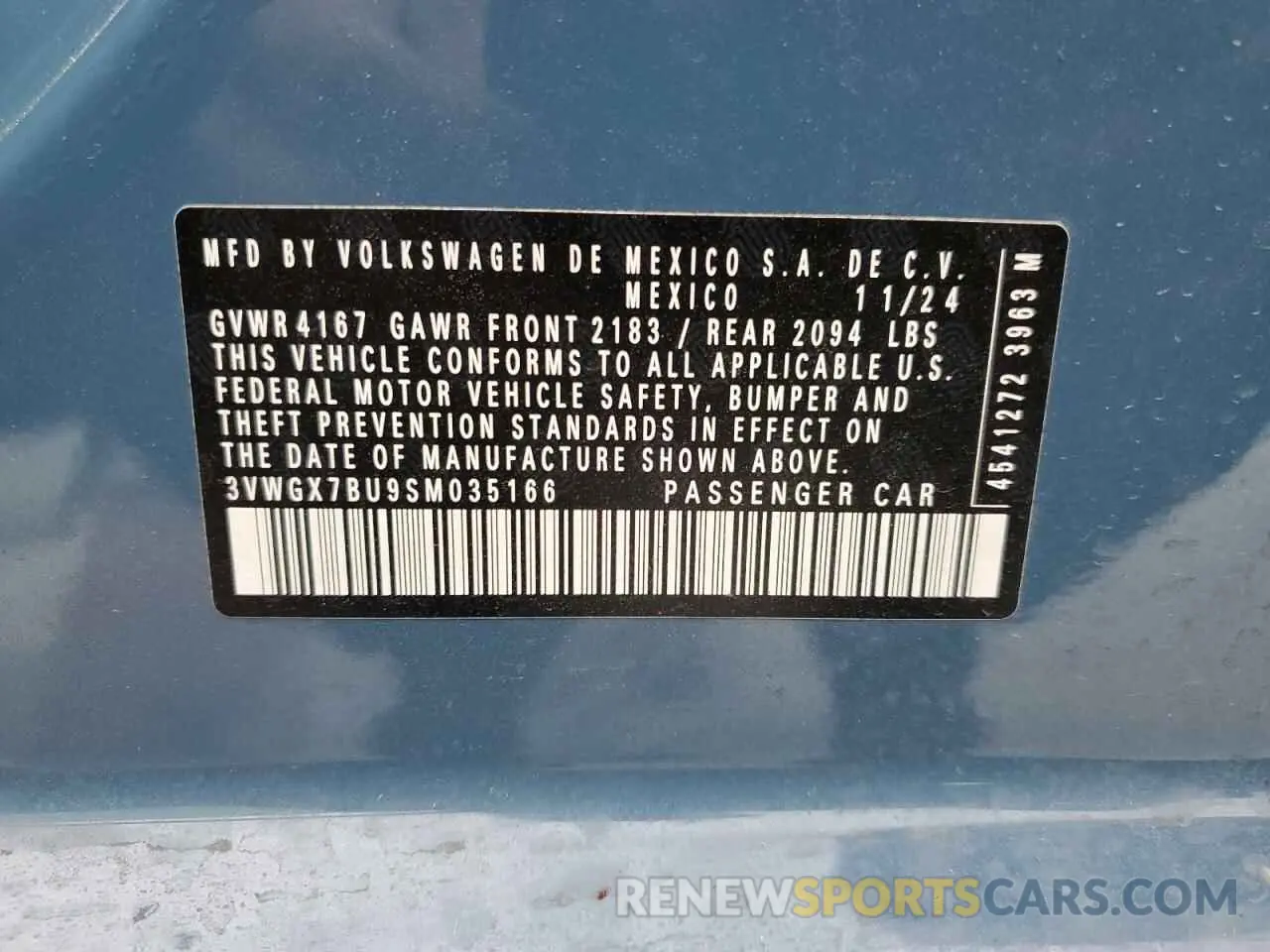 12 Photograph of a damaged car 3VWGX7BU9SM035166 VOLKSWAGEN JETTA 2025