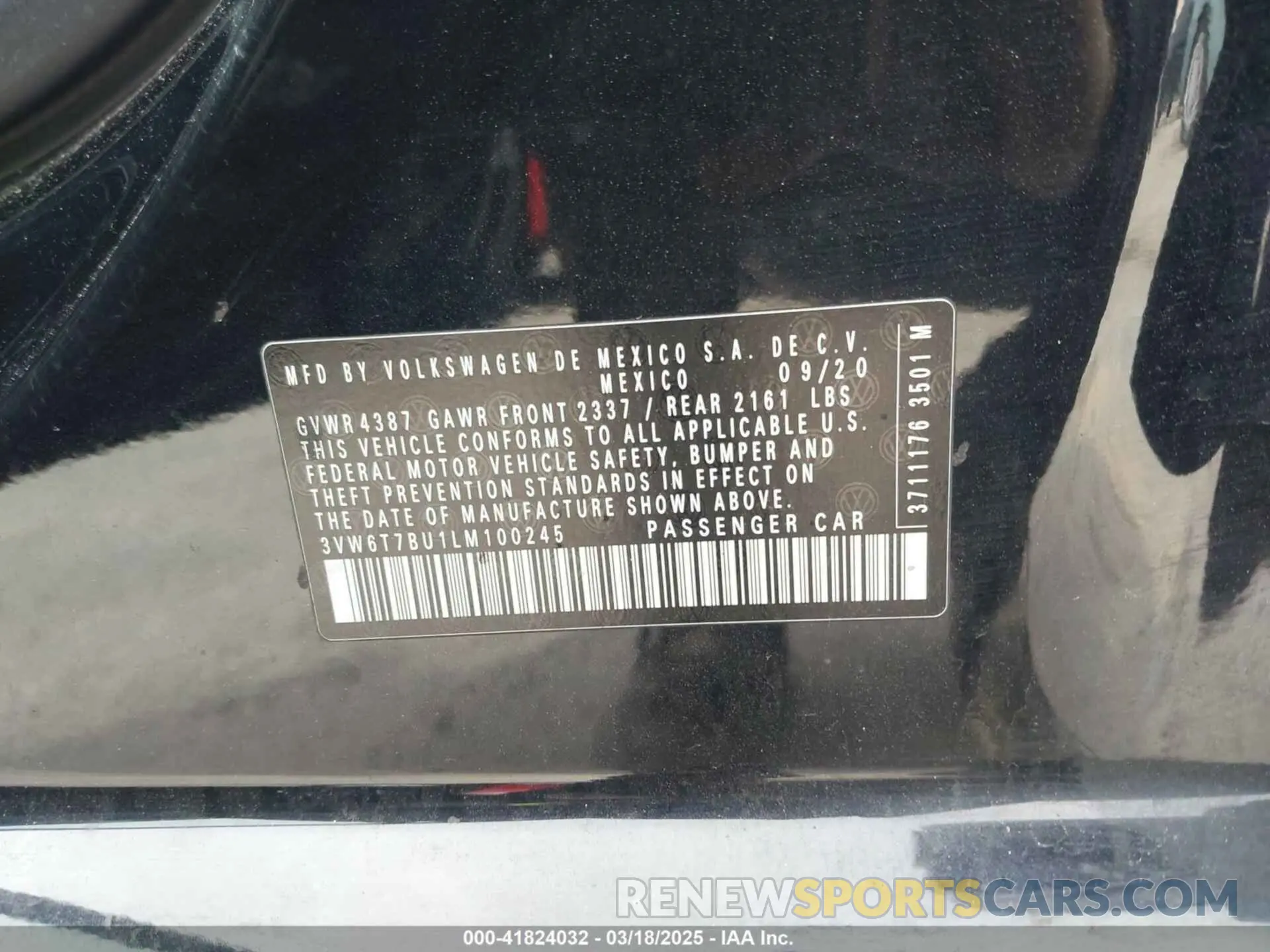 9 Photograph of a damaged car 3VW6T7BU1LM100245 VOLKSWAGEN JETTA GLI 2020