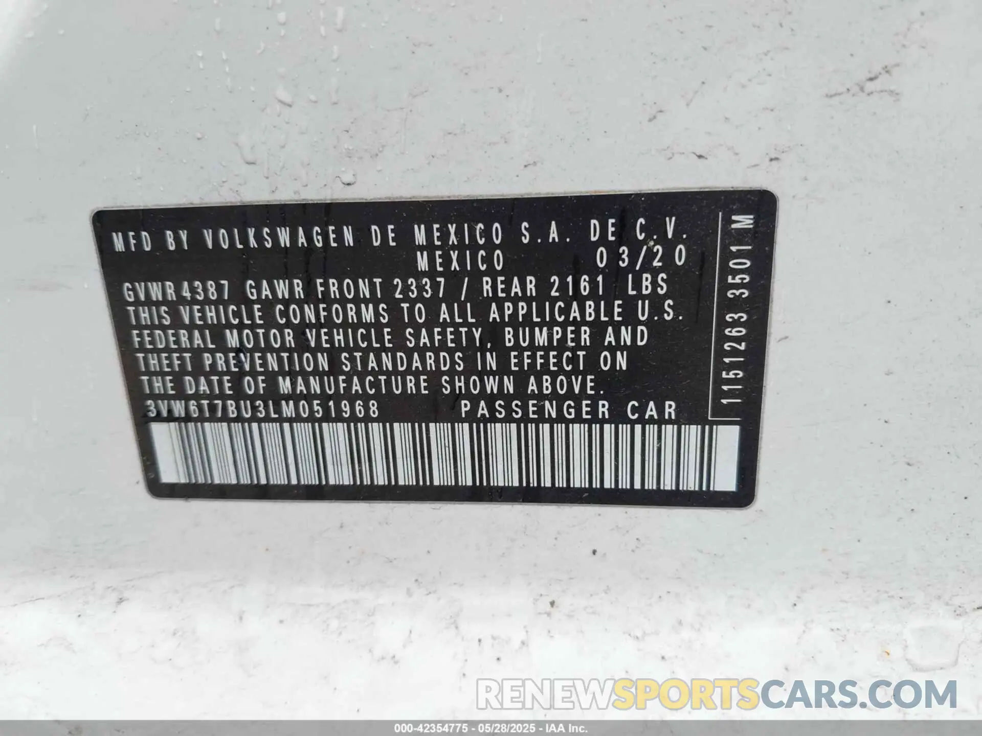 9 Photograph of a damaged car 3VW6T7BU3LM051968 VOLKSWAGEN JETTA GLI 2020