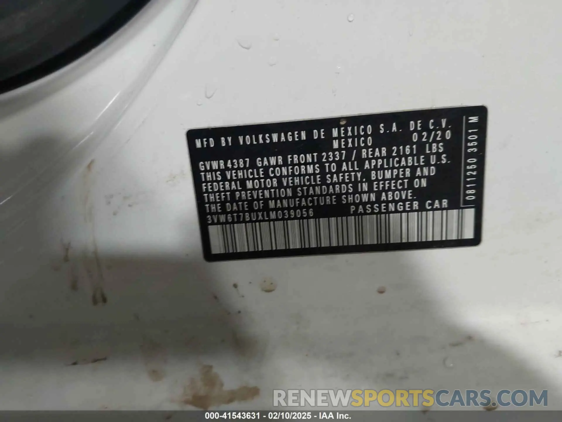 9 Photograph of a damaged car 3VW6T7BUXLM039056 VOLKSWAGEN JETTA GLI 2020