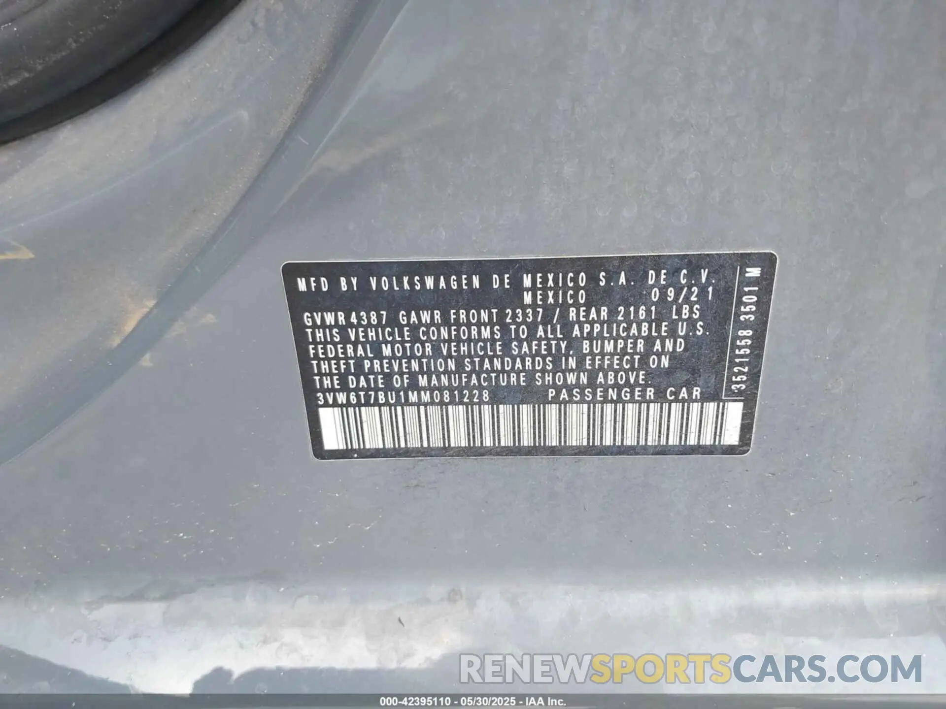 9 Photograph of a damaged car 3VW6T7BU1MM081228 VOLKSWAGEN JETTA GLI 2021