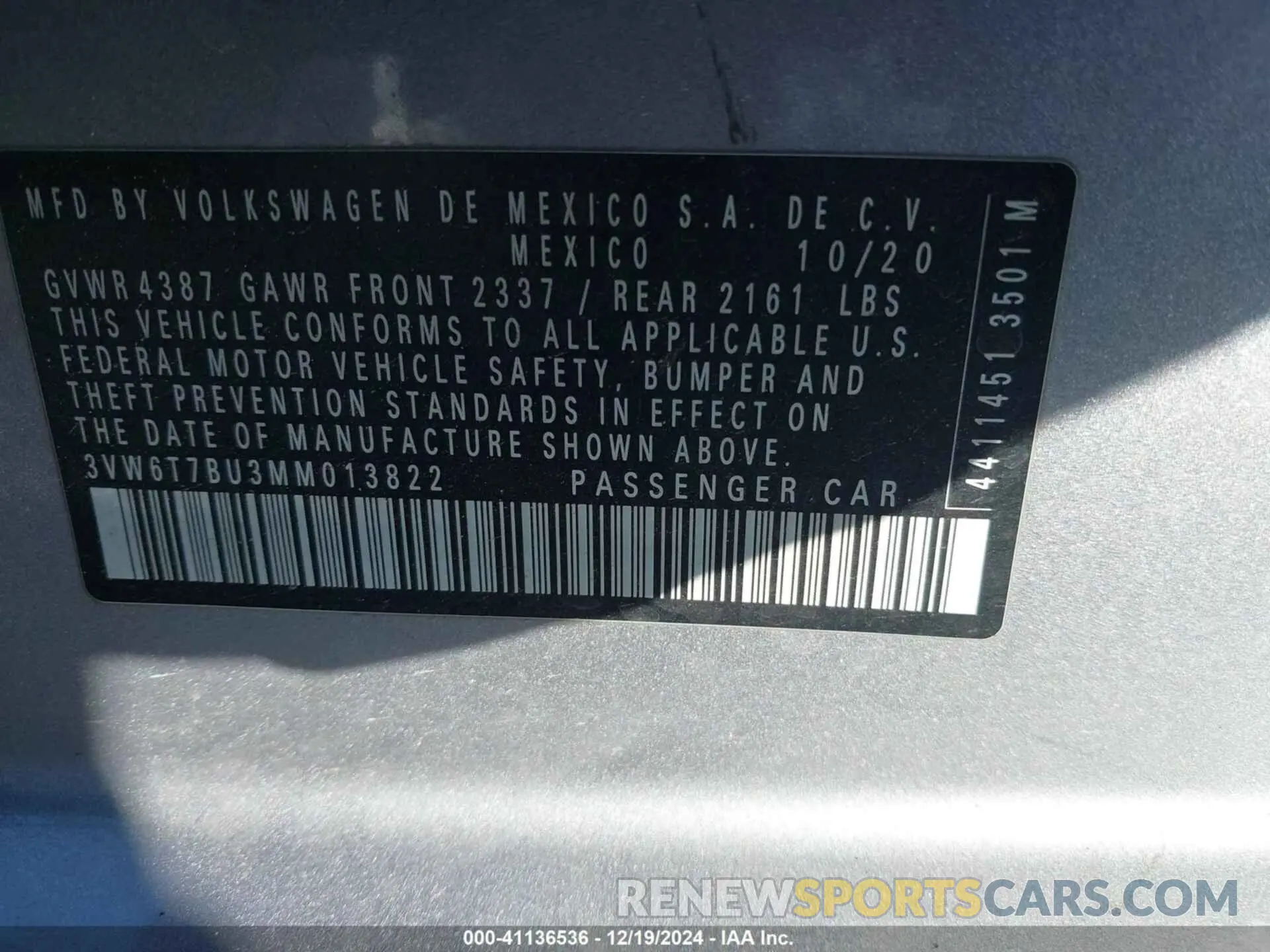 9 Photograph of a damaged car 3VW6T7BU3MM013822 VOLKSWAGEN JETTA GLI 2021