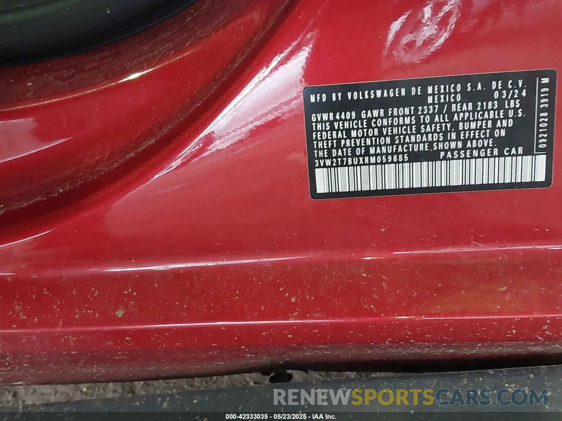 9 Photograph of a damaged car 3VW2T7BUXRM059685 VOLKSWAGEN JETTA GLI 2024