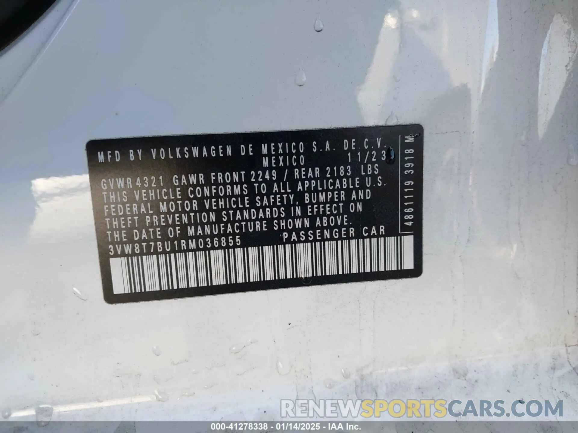 9 Photograph of a damaged car 3VW8T7BU1RM036855 VOLKSWAGEN JETTA GLI 2024