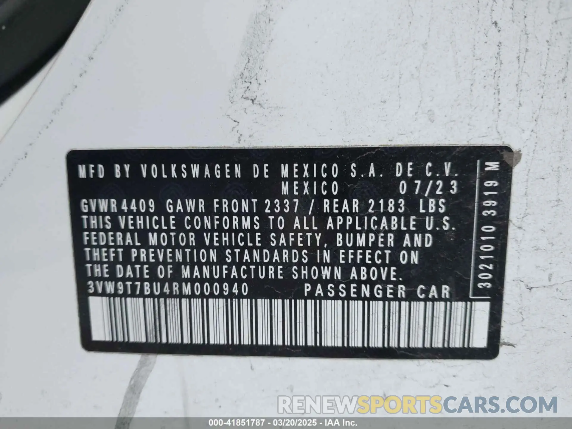 9 Photograph of a damaged car 3VW9T7BU4RM000940 VOLKSWAGEN JETTA GLI 2024