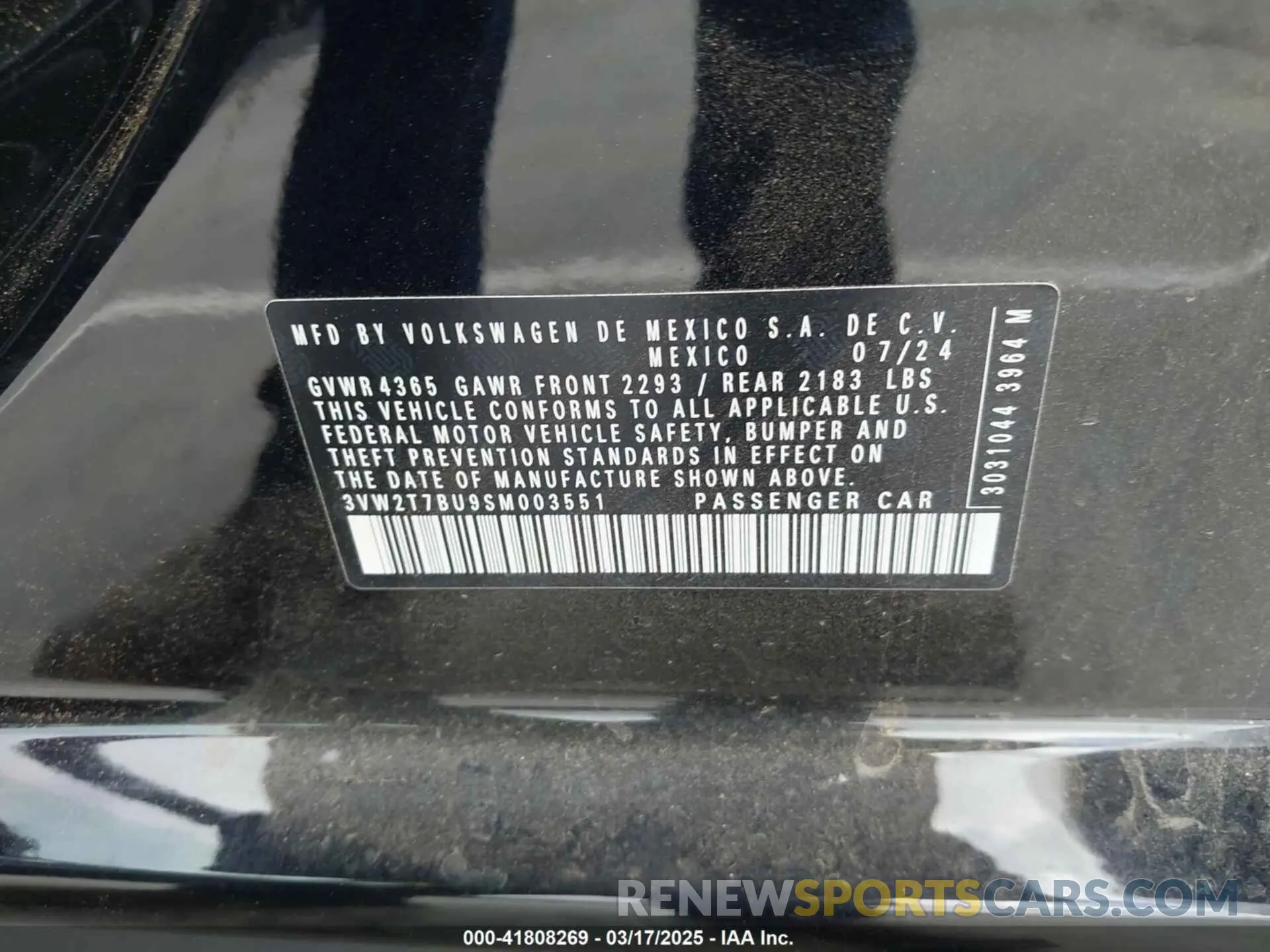 9 Photograph of a damaged car 3VW2T7BU9SM003551 VOLKSWAGEN JETTA GLI 2025