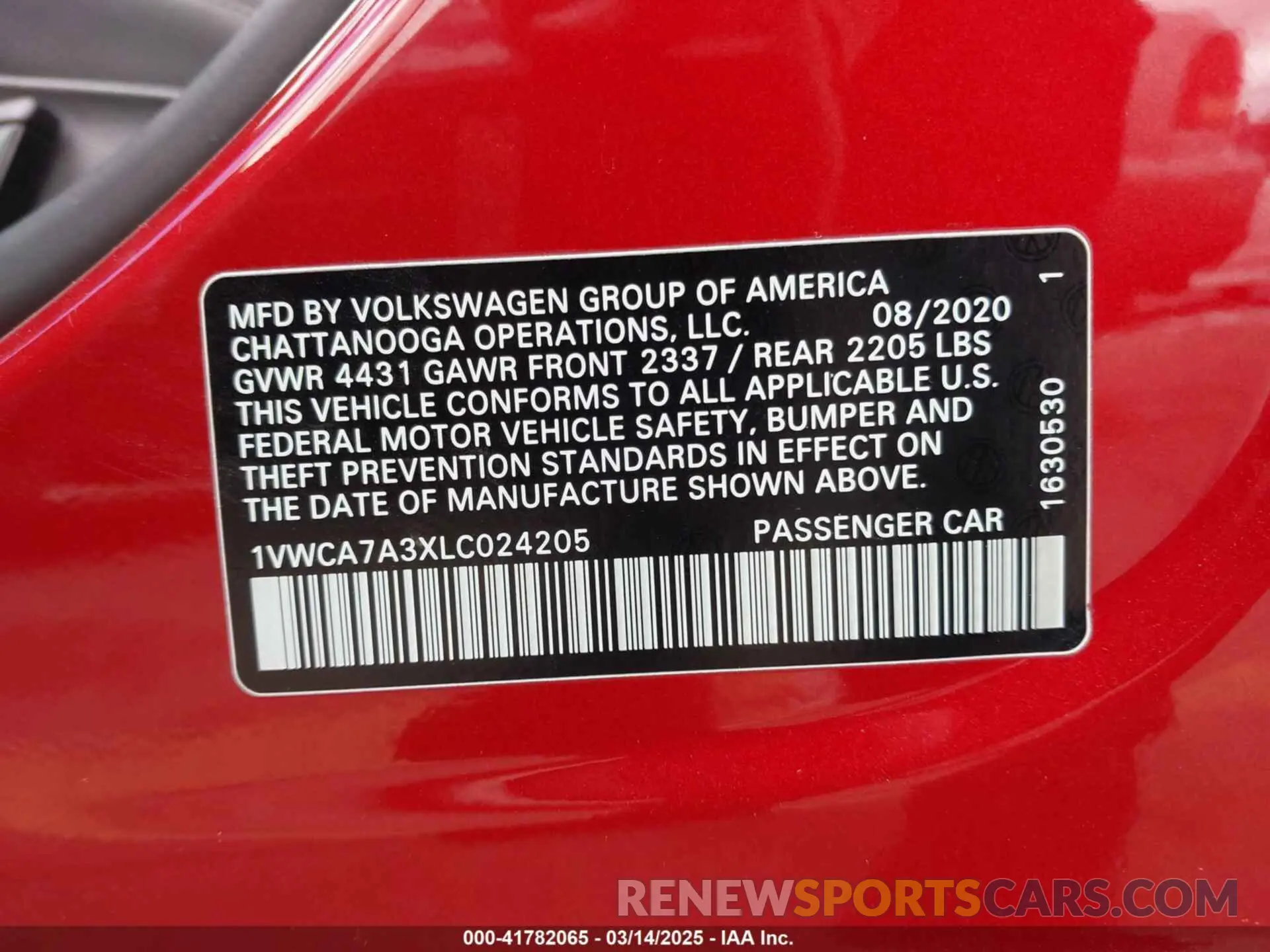 9 Photograph of a damaged car 1VWCA7A3XLC024205 VOLKSWAGEN PASSAT 2020