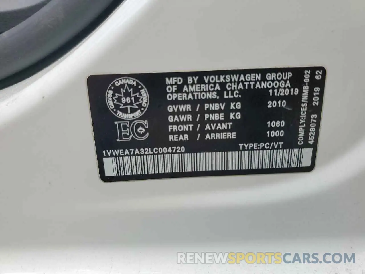 12 Photograph of a damaged car 1VWEA7A32LC004720 VOLKSWAGEN PASSAT 2020