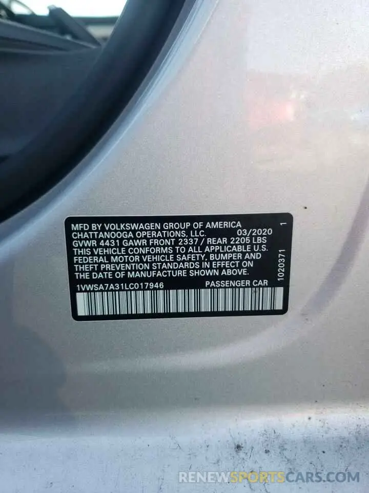 12 Photograph of a damaged car 1VWSA7A31LC017946 VOLKSWAGEN PASSAT 2020
