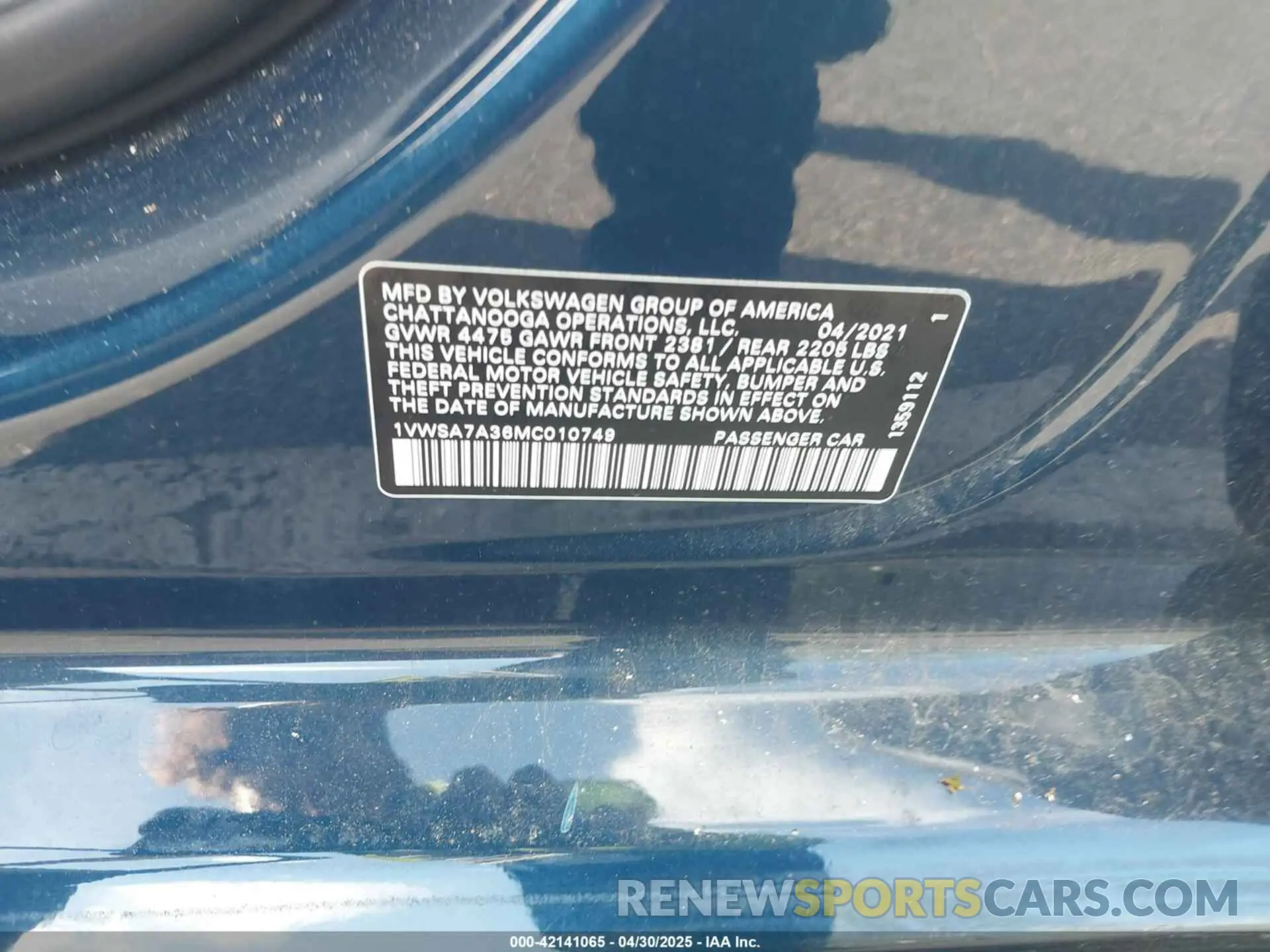 9 Photograph of a damaged car 1VWSA7A36MC010749 VOLKSWAGEN PASSAT 2021