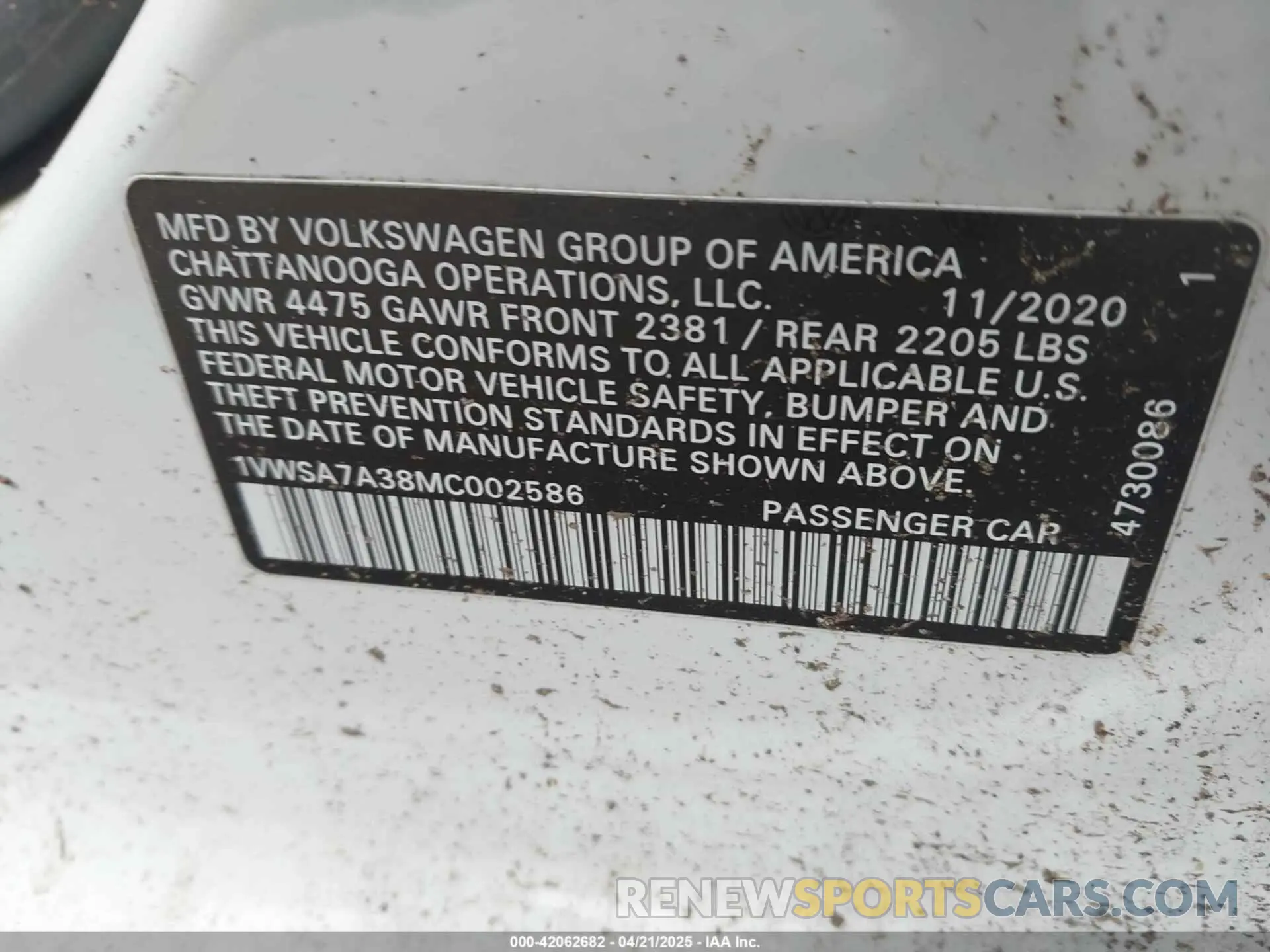 9 Photograph of a damaged car 1VWSA7A38MC002586 VOLKSWAGEN PASSAT 2021