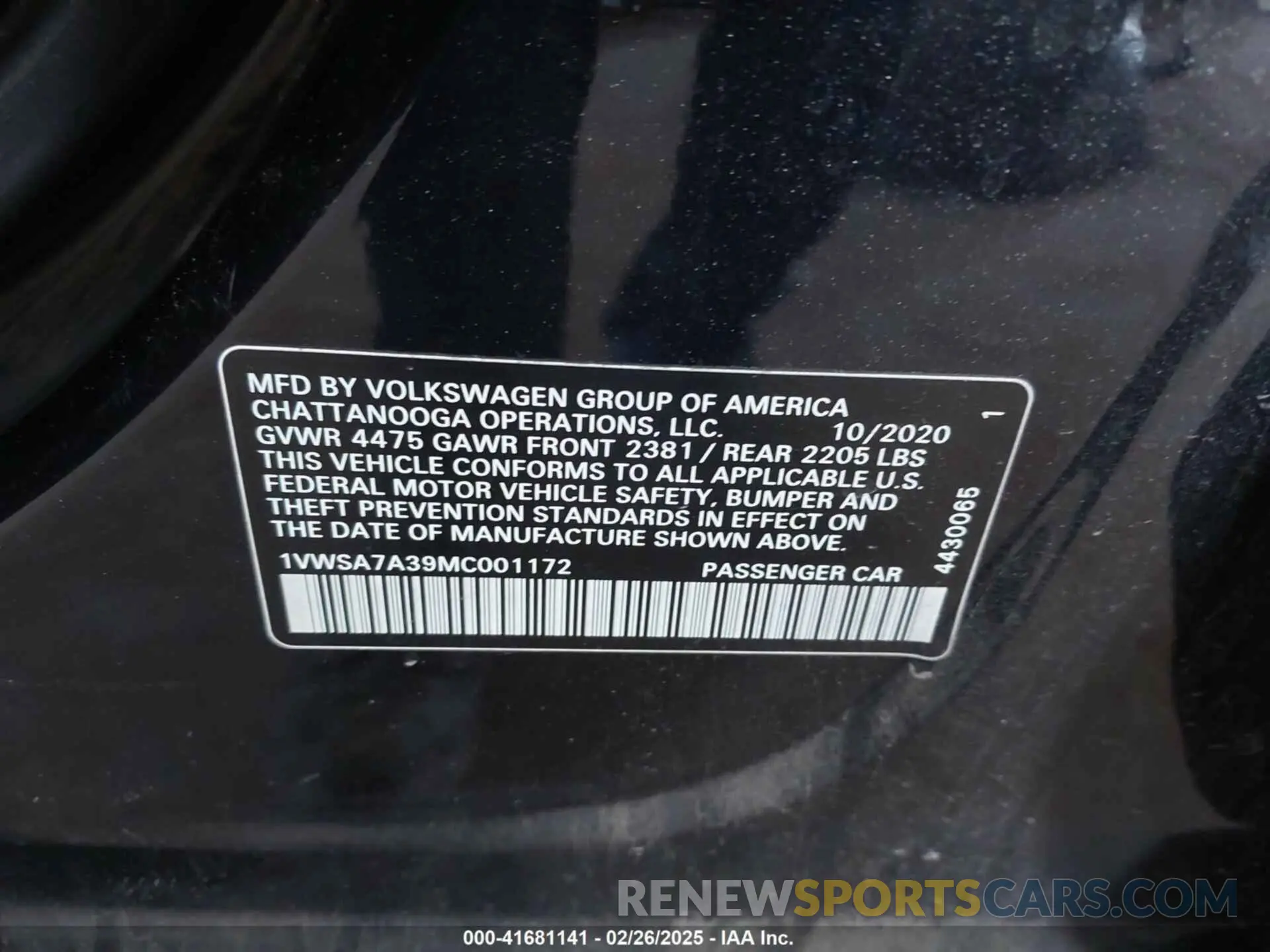 9 Photograph of a damaged car 1VWSA7A39MC001172 VOLKSWAGEN PASSAT 2021