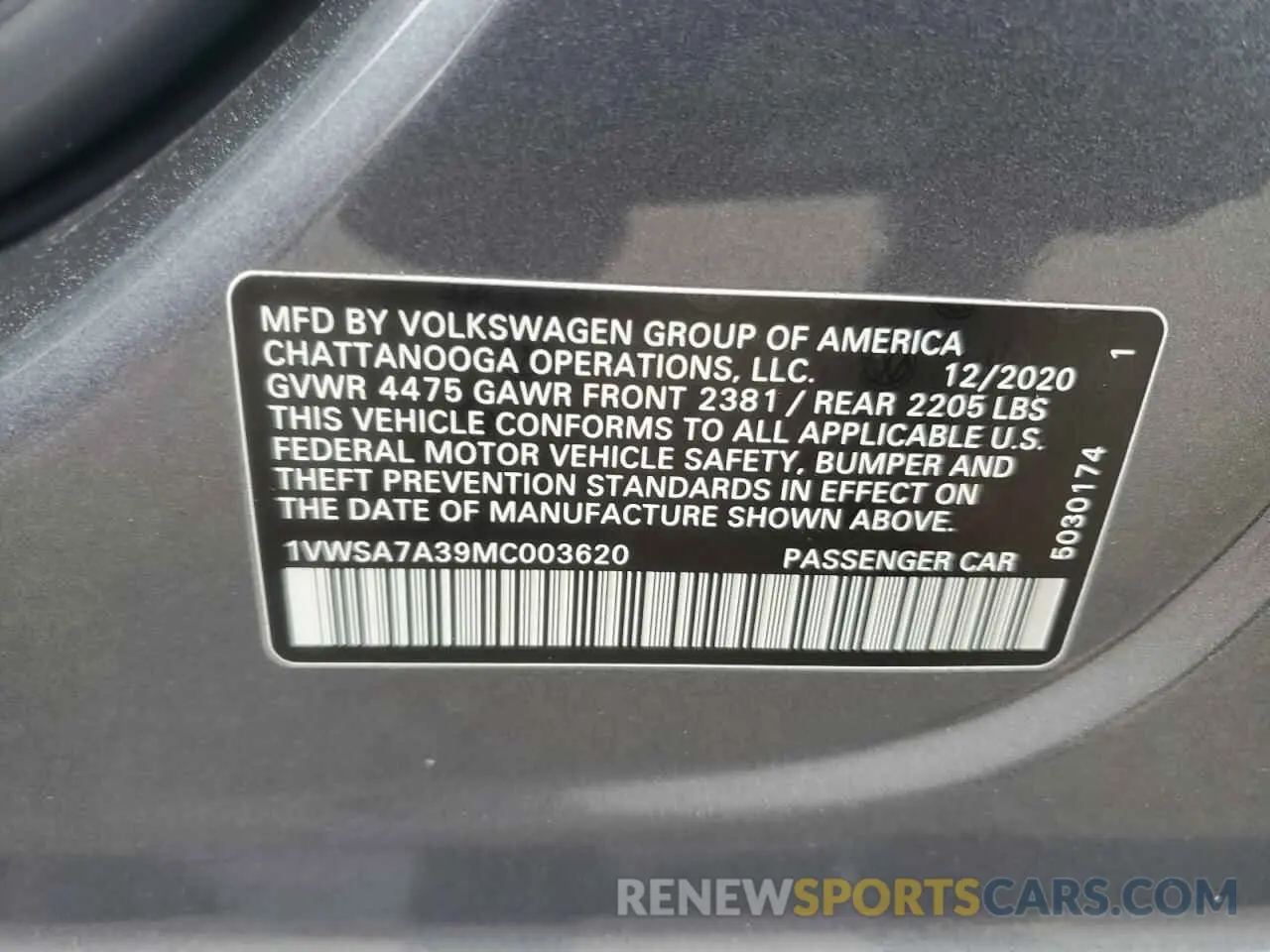 12 Photograph of a damaged car 1VWSA7A39MC003620 VOLKSWAGEN PASSAT 2021