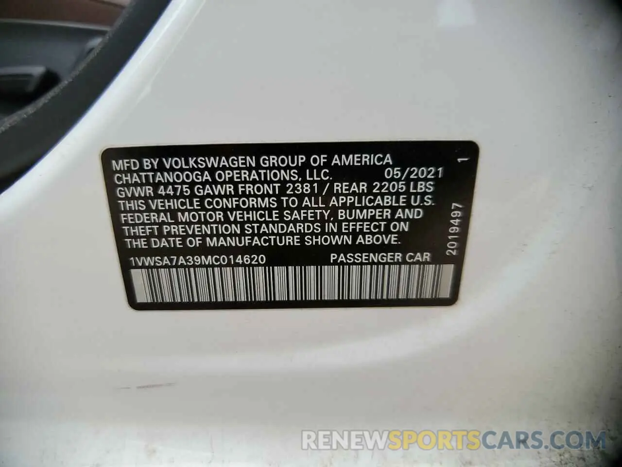 12 Photograph of a damaged car 1VWSA7A39MC014620 VOLKSWAGEN PASSAT 2021