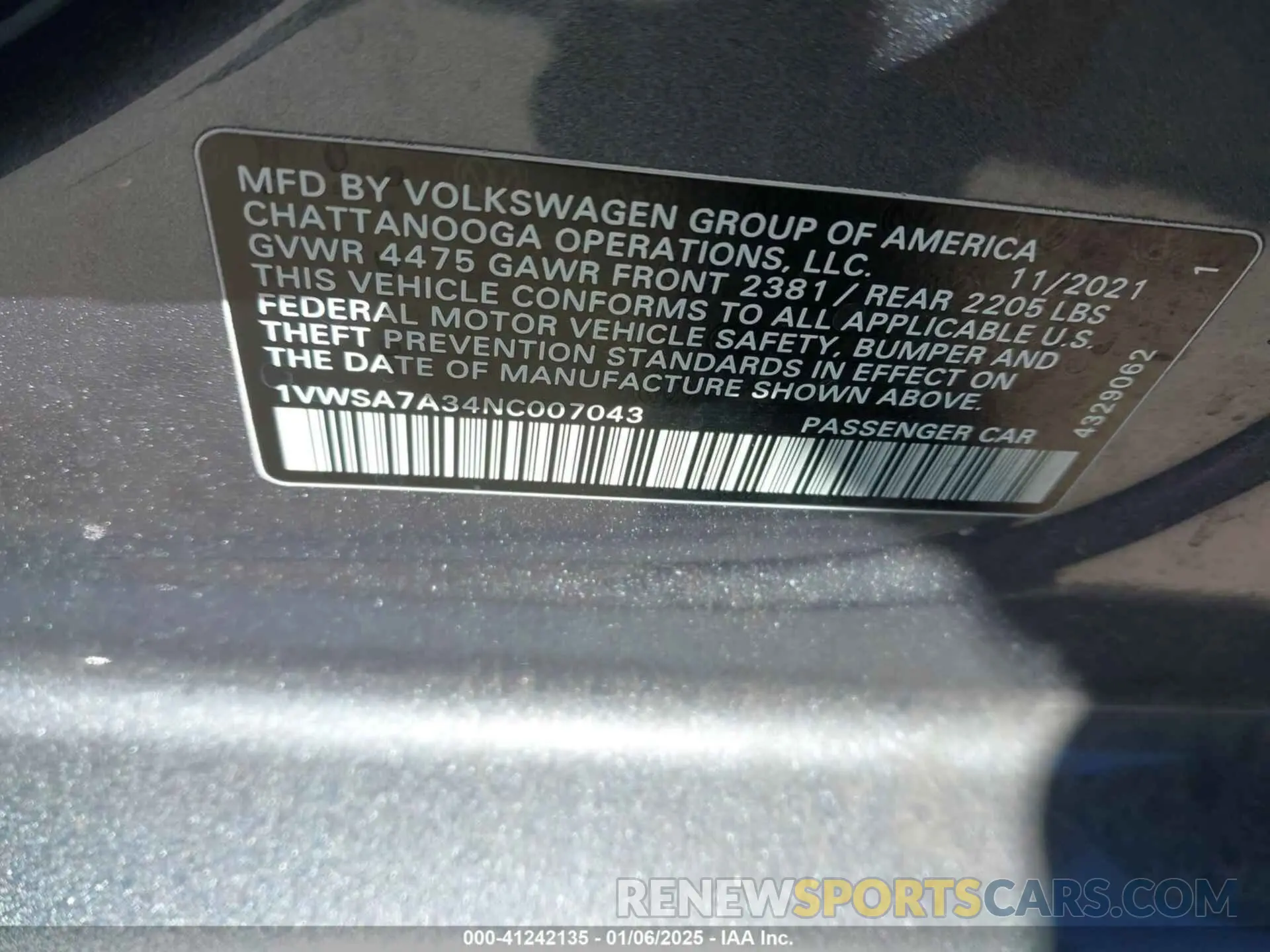 9 Photograph of a damaged car 1VWSA7A34NC007043 VOLKSWAGEN PASSAT 2022
