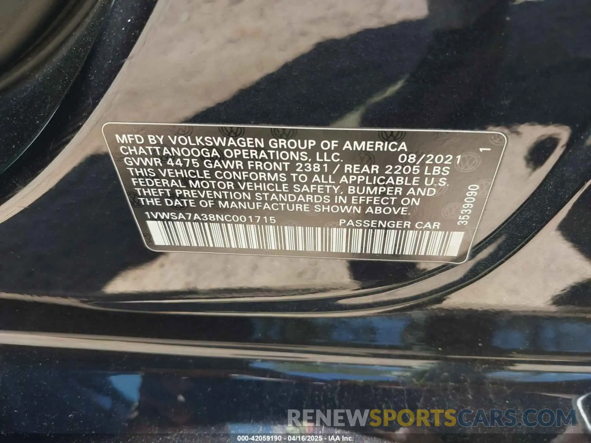 9 Photograph of a damaged car 1VWSA7A38NC001715 VOLKSWAGEN PASSAT 2022