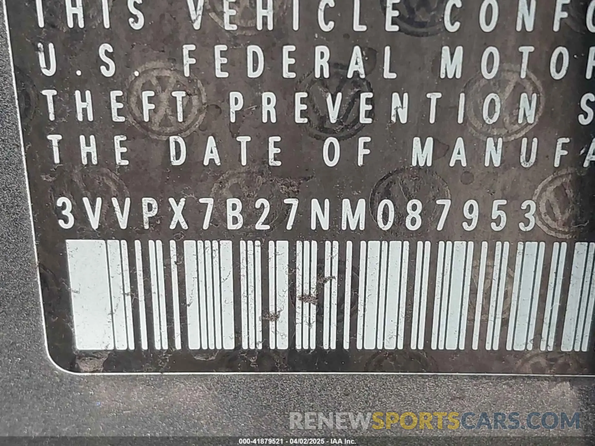9 Photograph of a damaged car 3VVPX7B27NM087953 VOLKSWAGEN TAOS 2022