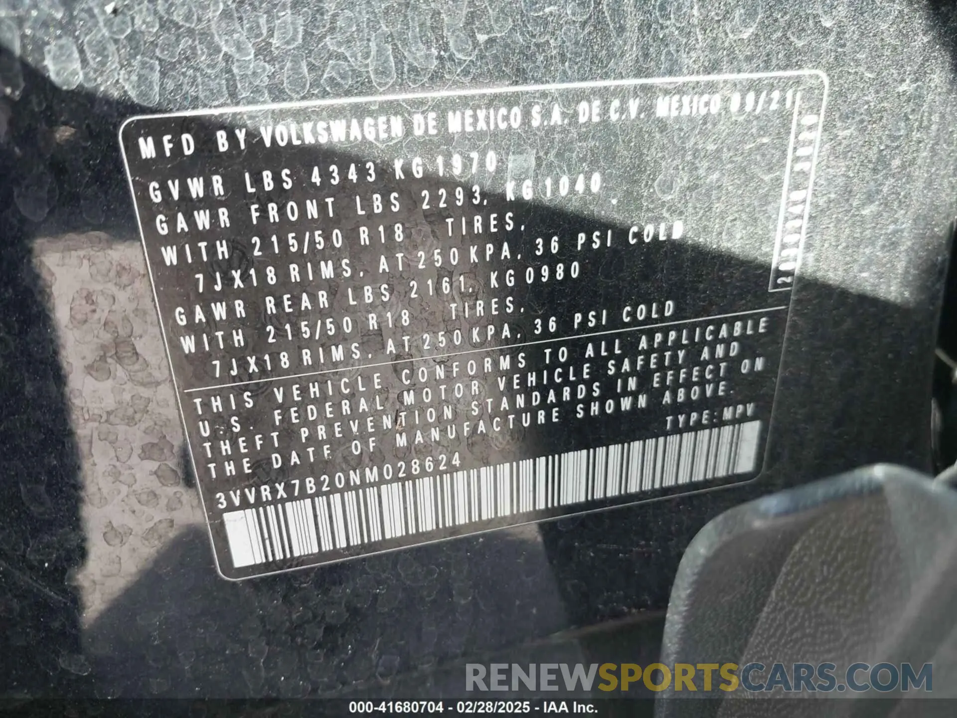 9 Photograph of a damaged car 3VVRX7B20NM028624 VOLKSWAGEN TAOS 2022