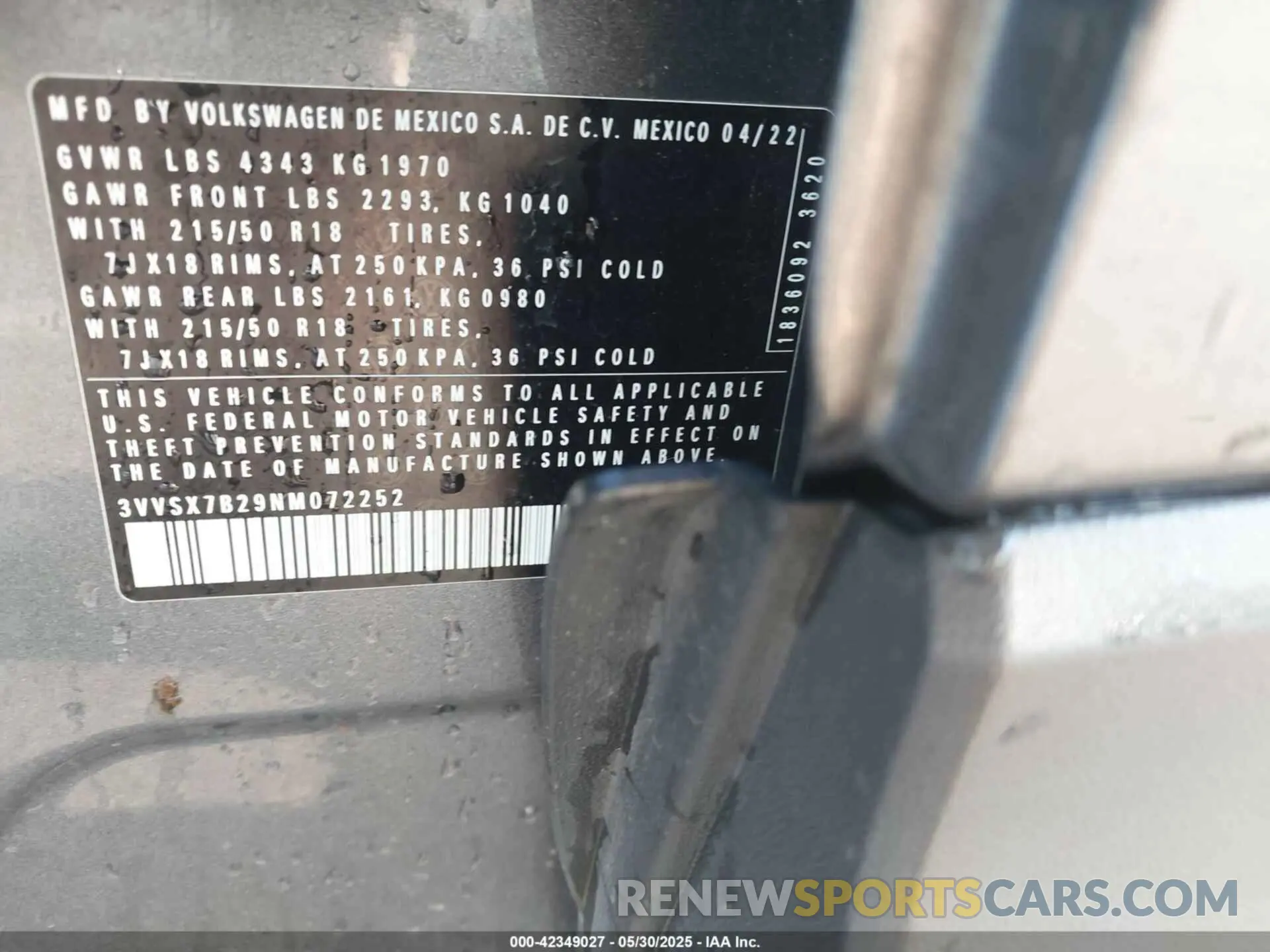 9 Photograph of a damaged car 3VVSX7B29NM072252 VOLKSWAGEN TAOS 2022