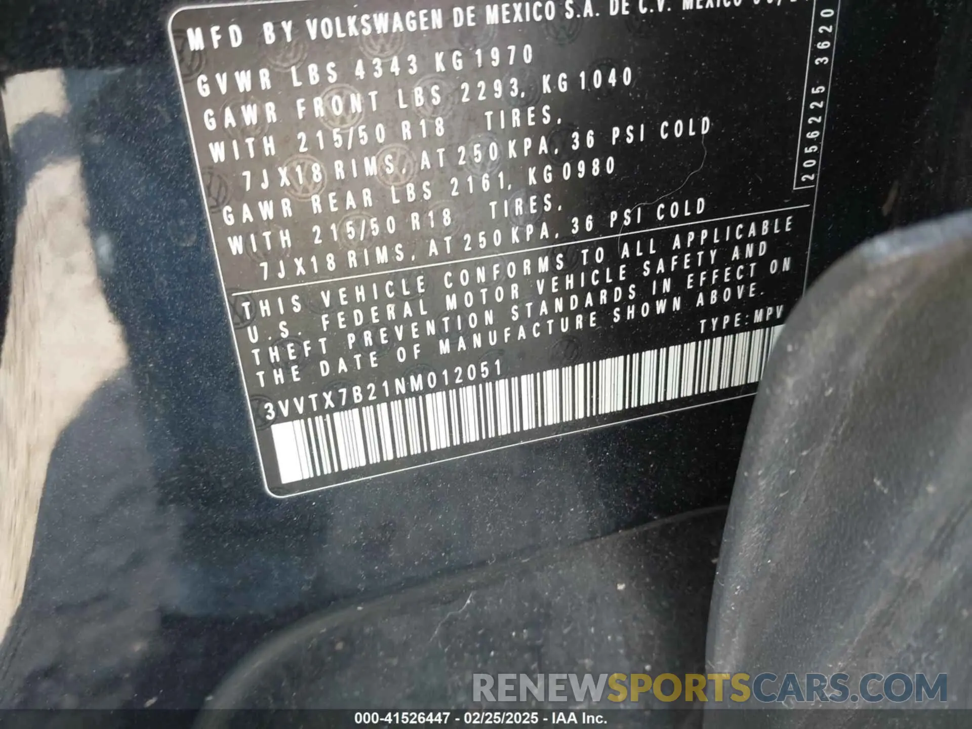 9 Photograph of a damaged car 3VVTX7B21NM012051 VOLKSWAGEN TAOS 2022