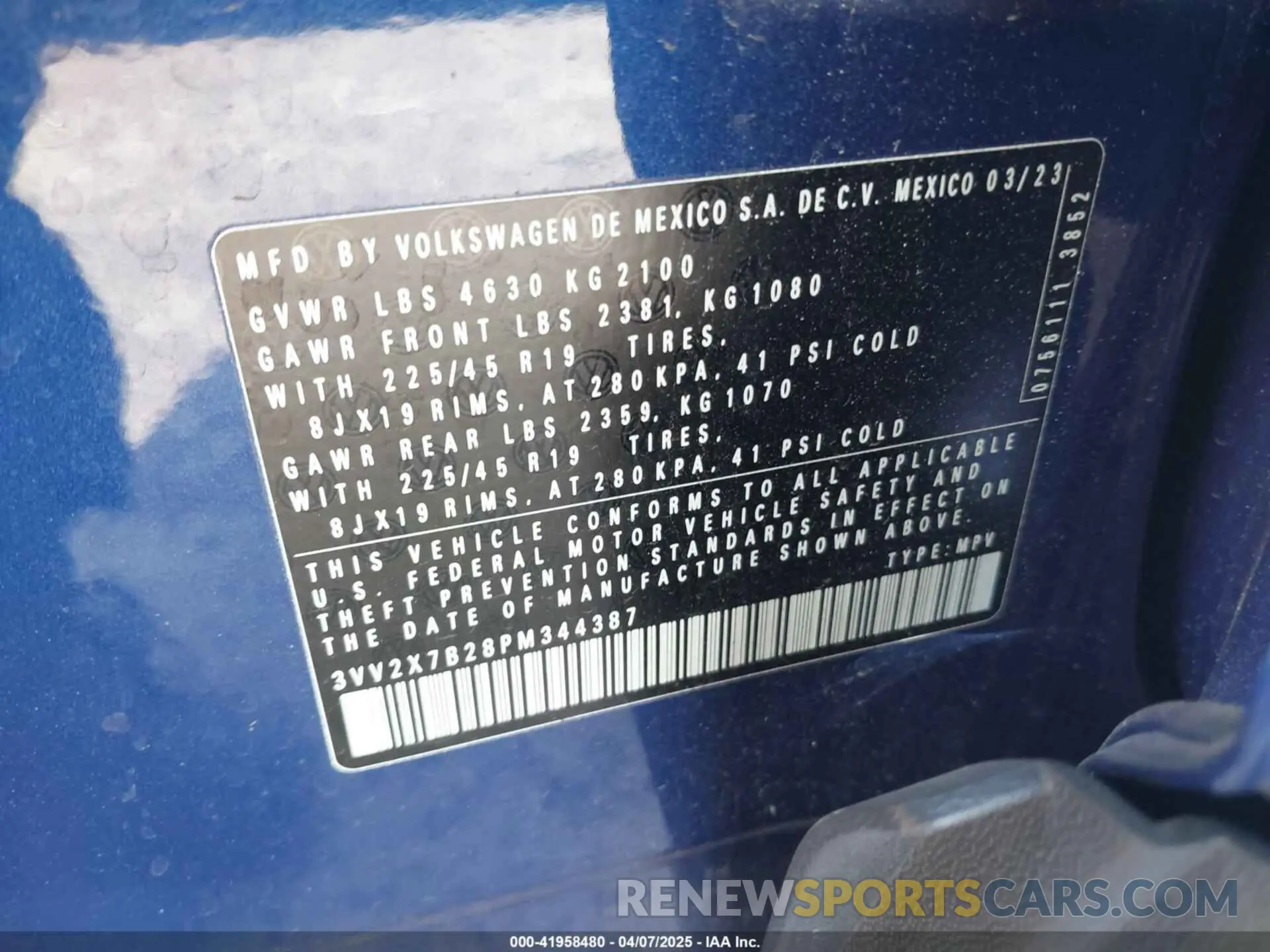 9 Photograph of a damaged car 3VV2X7B28PM344387 VOLKSWAGEN TAOS 2023