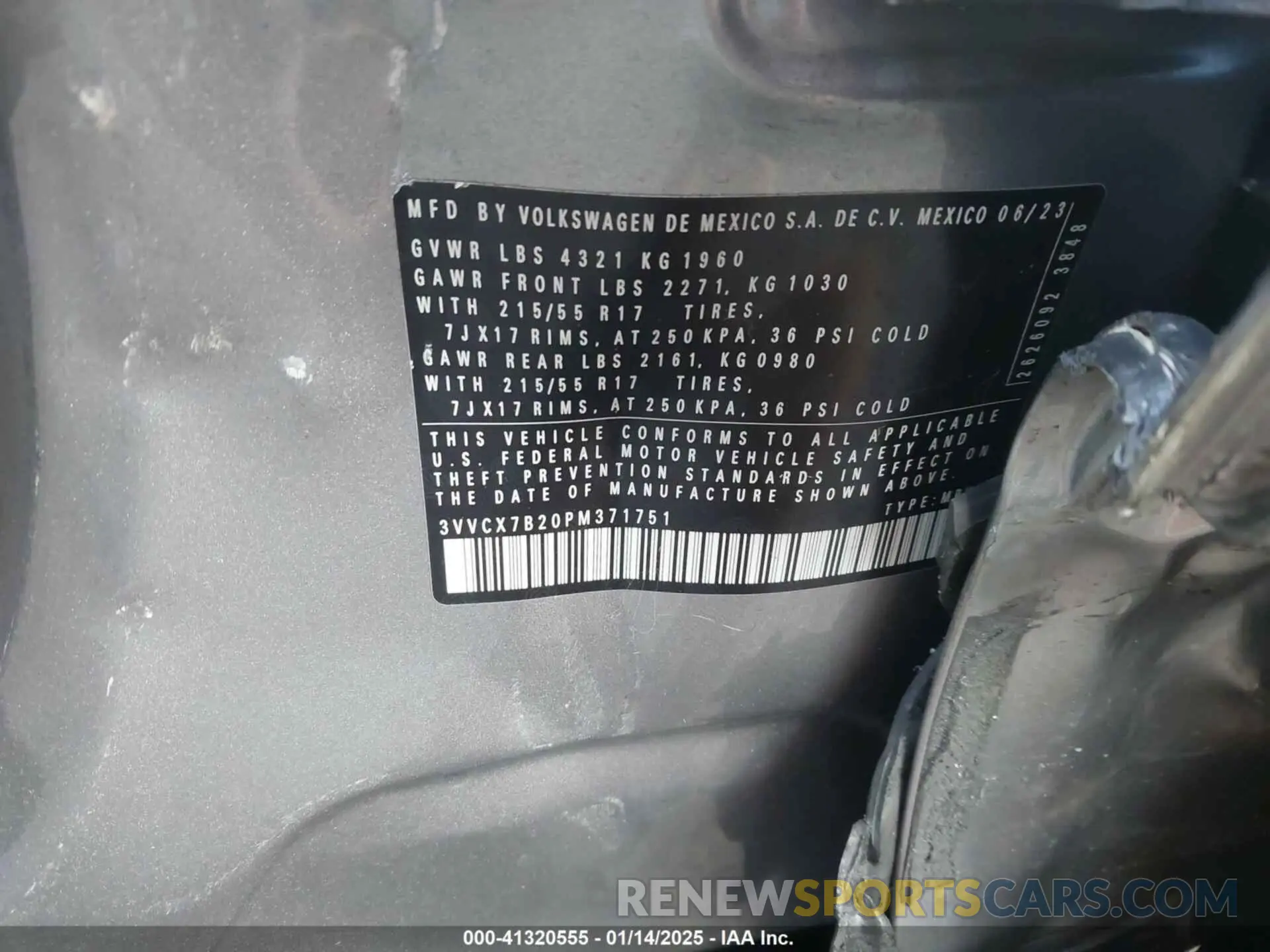 9 Photograph of a damaged car 3VVCX7B20PM371751 VOLKSWAGEN TAOS 2023