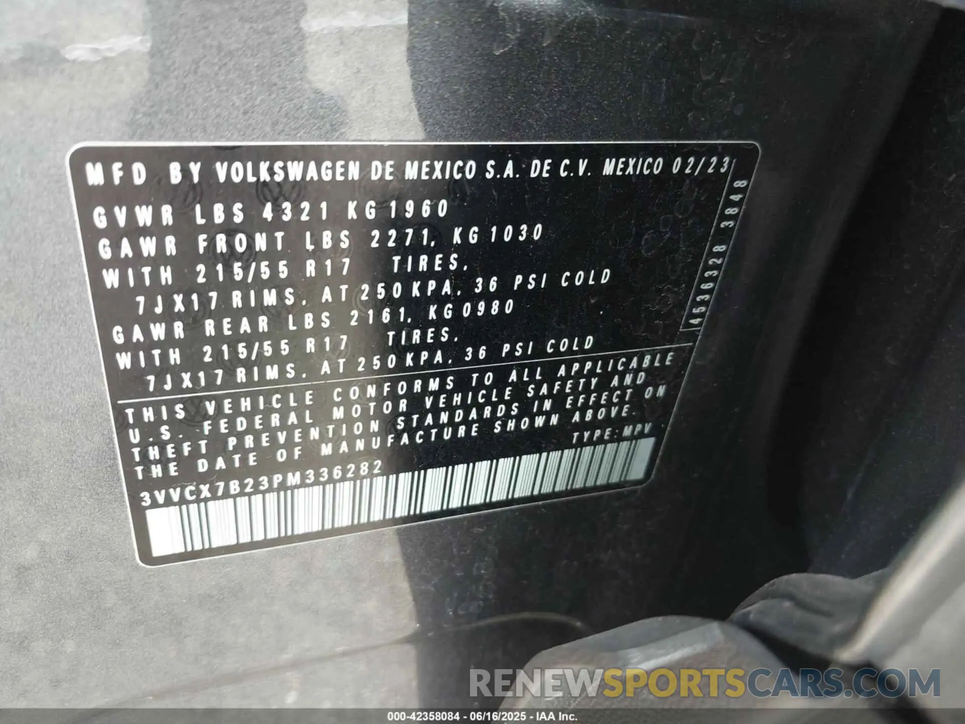 9 Photograph of a damaged car 3VVCX7B23PM336282 VOLKSWAGEN TAOS 2023