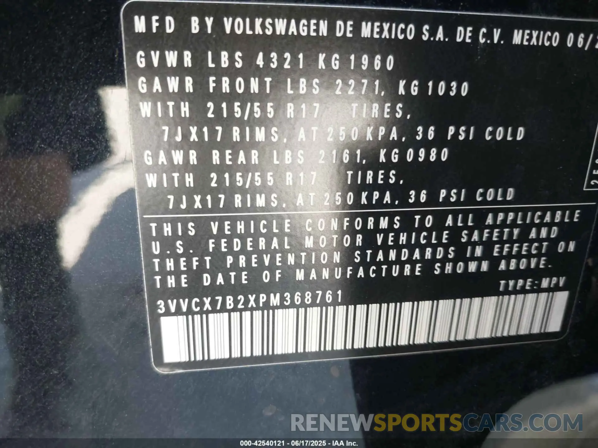 9 Photograph of a damaged car 3VVCX7B2XPM368761 VOLKSWAGEN TAOS 2023