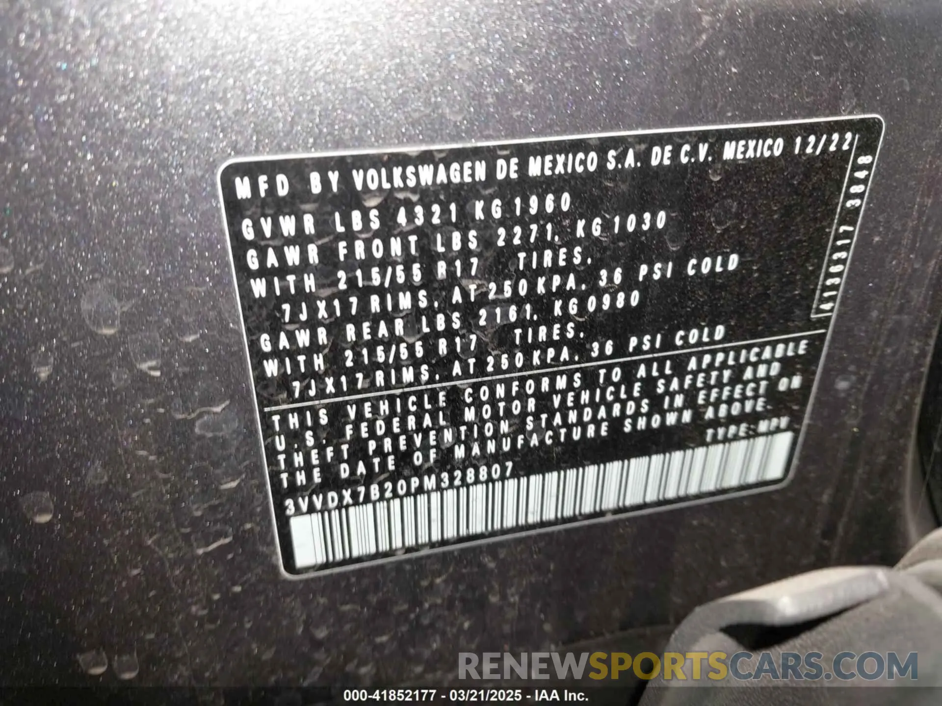 9 Photograph of a damaged car 3VVDX7B20PM328807 VOLKSWAGEN TAOS 2023