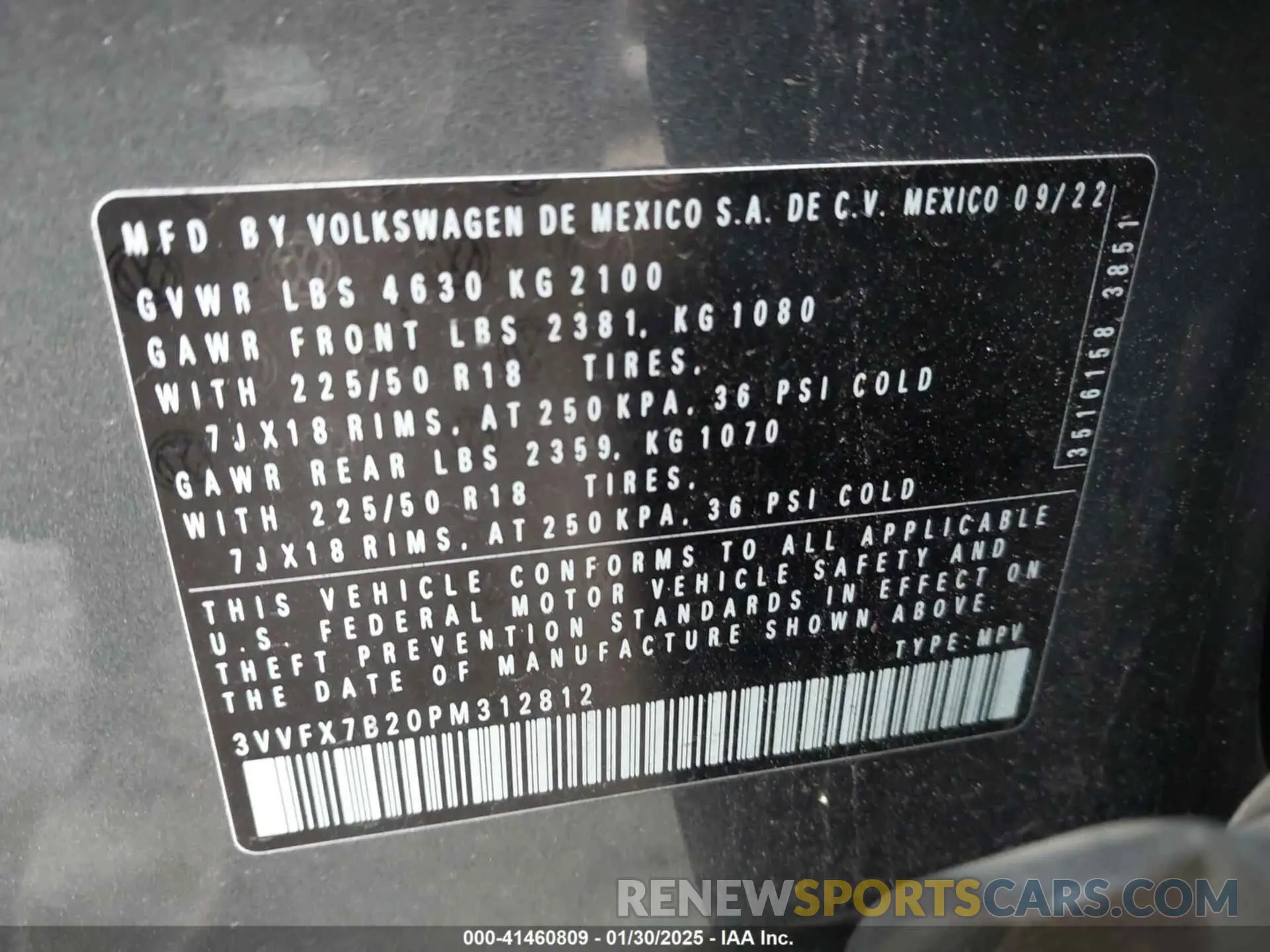 9 Photograph of a damaged car 3VVFX7B20PM312812 VOLKSWAGEN TAOS 2023